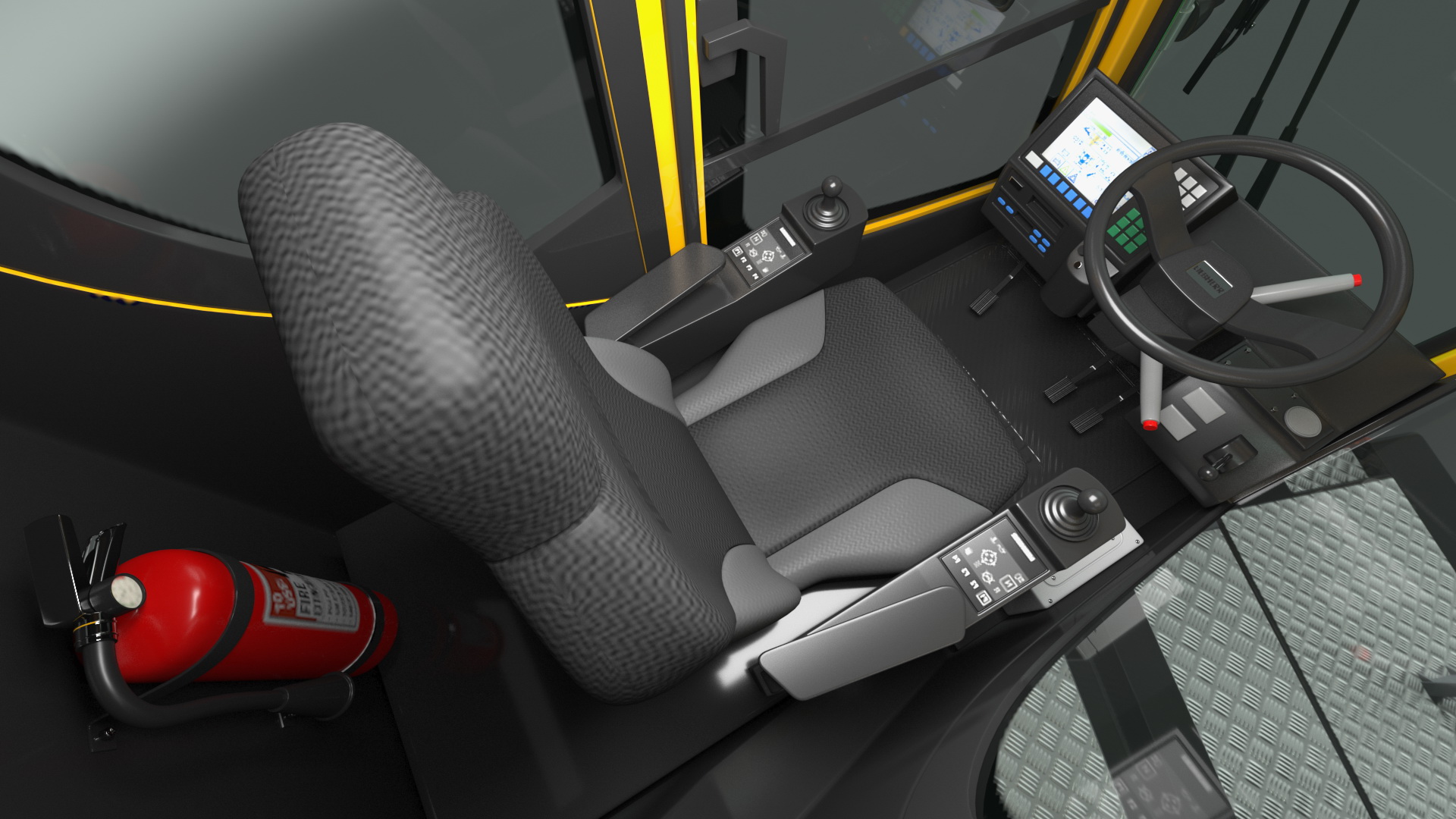 3D Mobile Crane Liebherr with Concrete Barriers Rigged