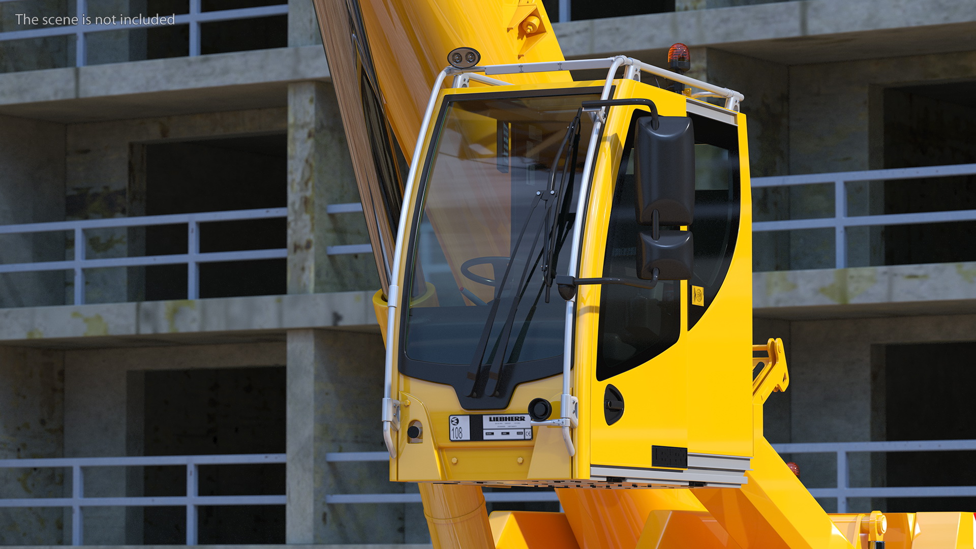 3D Mobile Crane Liebherr with Concrete Barriers Rigged