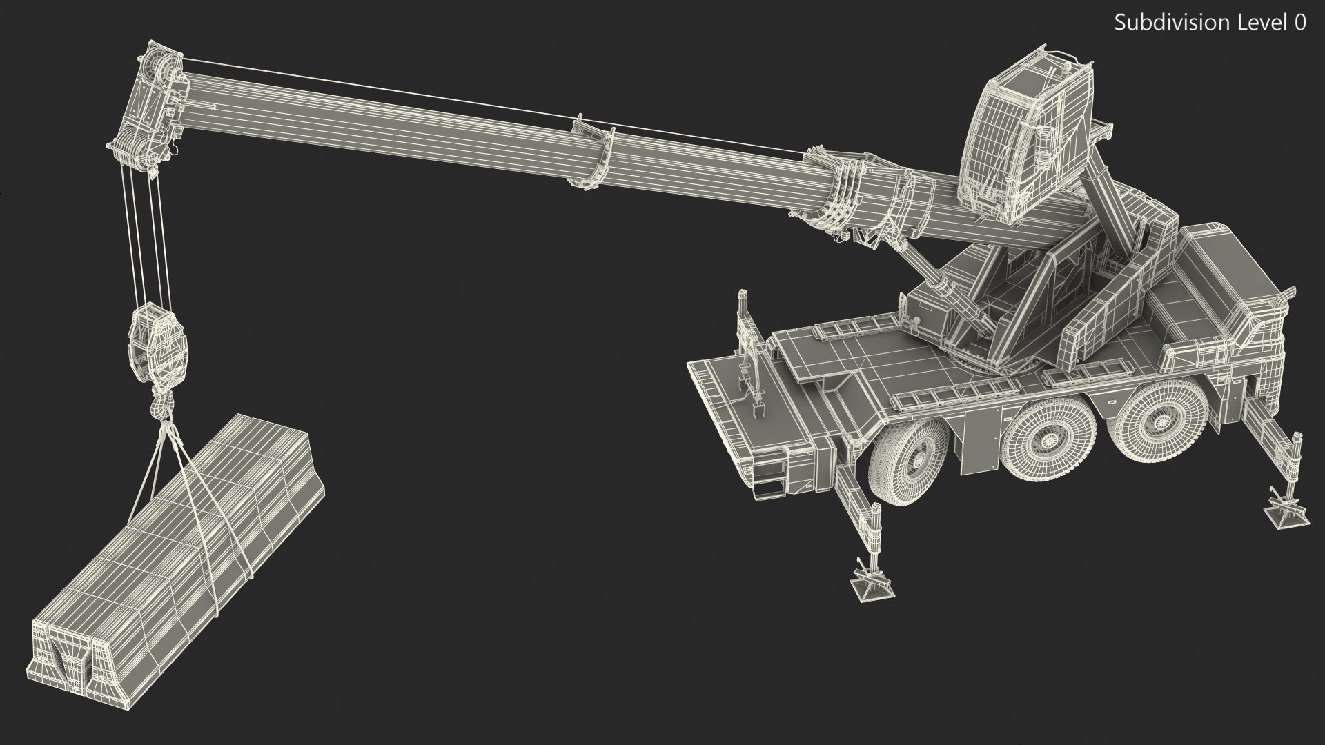 3D Mobile Crane Liebherr with Concrete Barriers Rigged