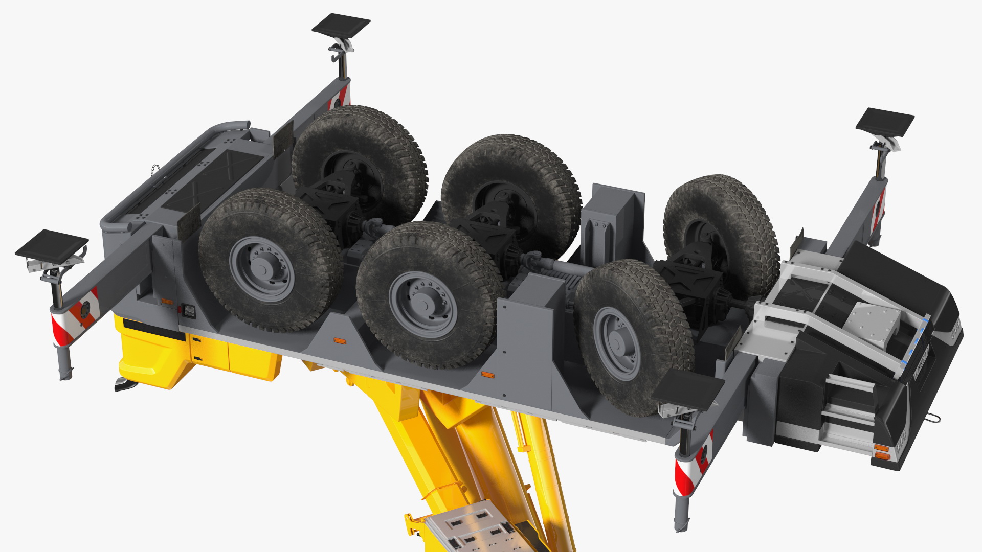 3D Mobile Crane Liebherr with Concrete Barriers Rigged