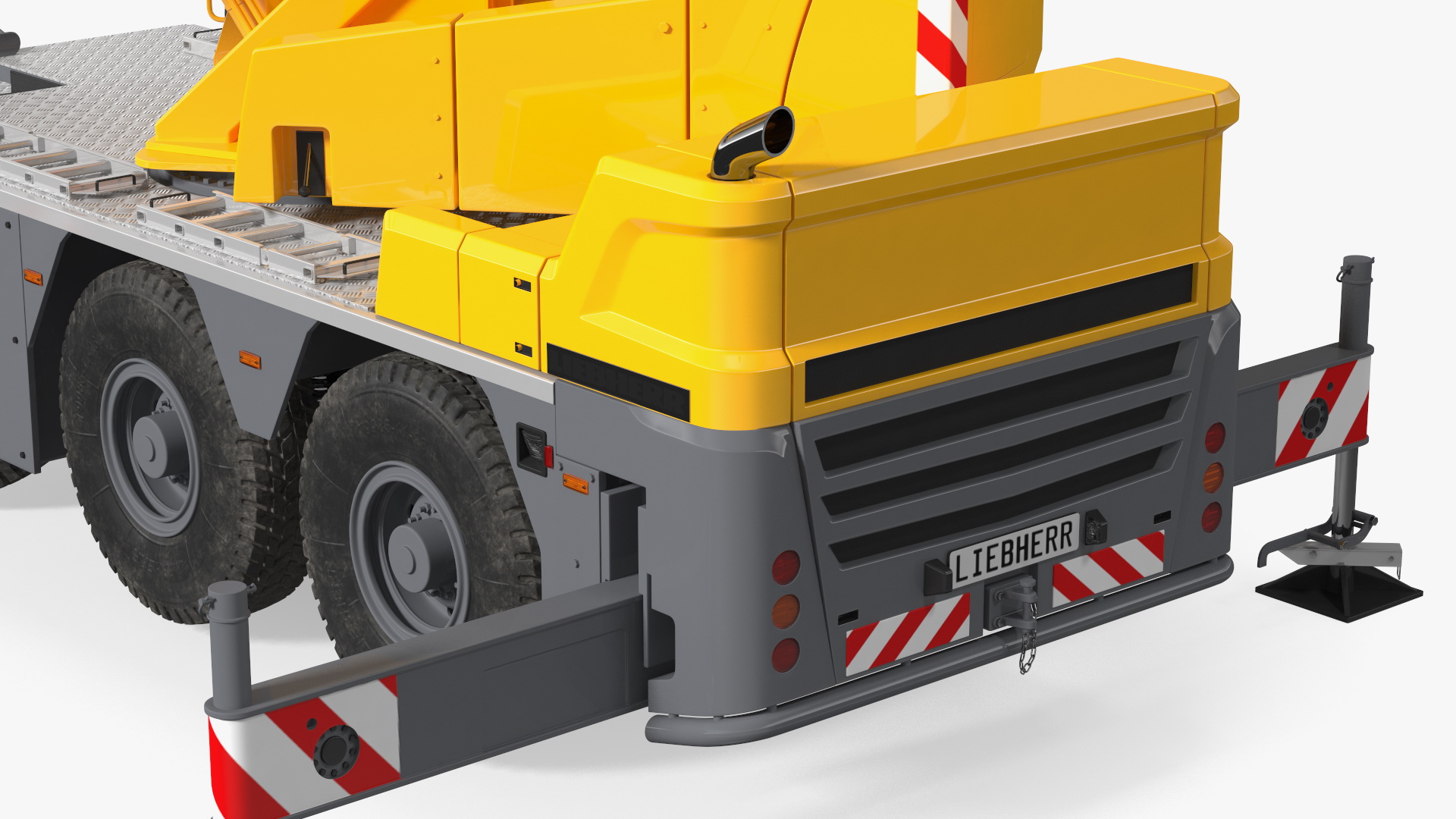 3D Mobile Crane Liebherr with Concrete Barriers Rigged