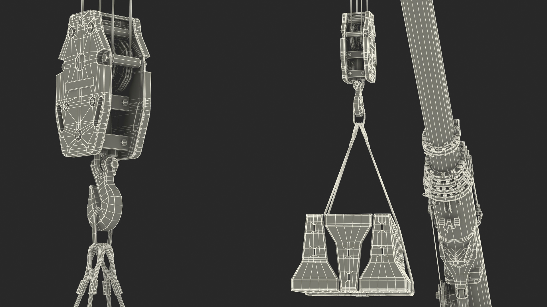 3D Mobile Crane Liebherr with Concrete Barriers Rigged