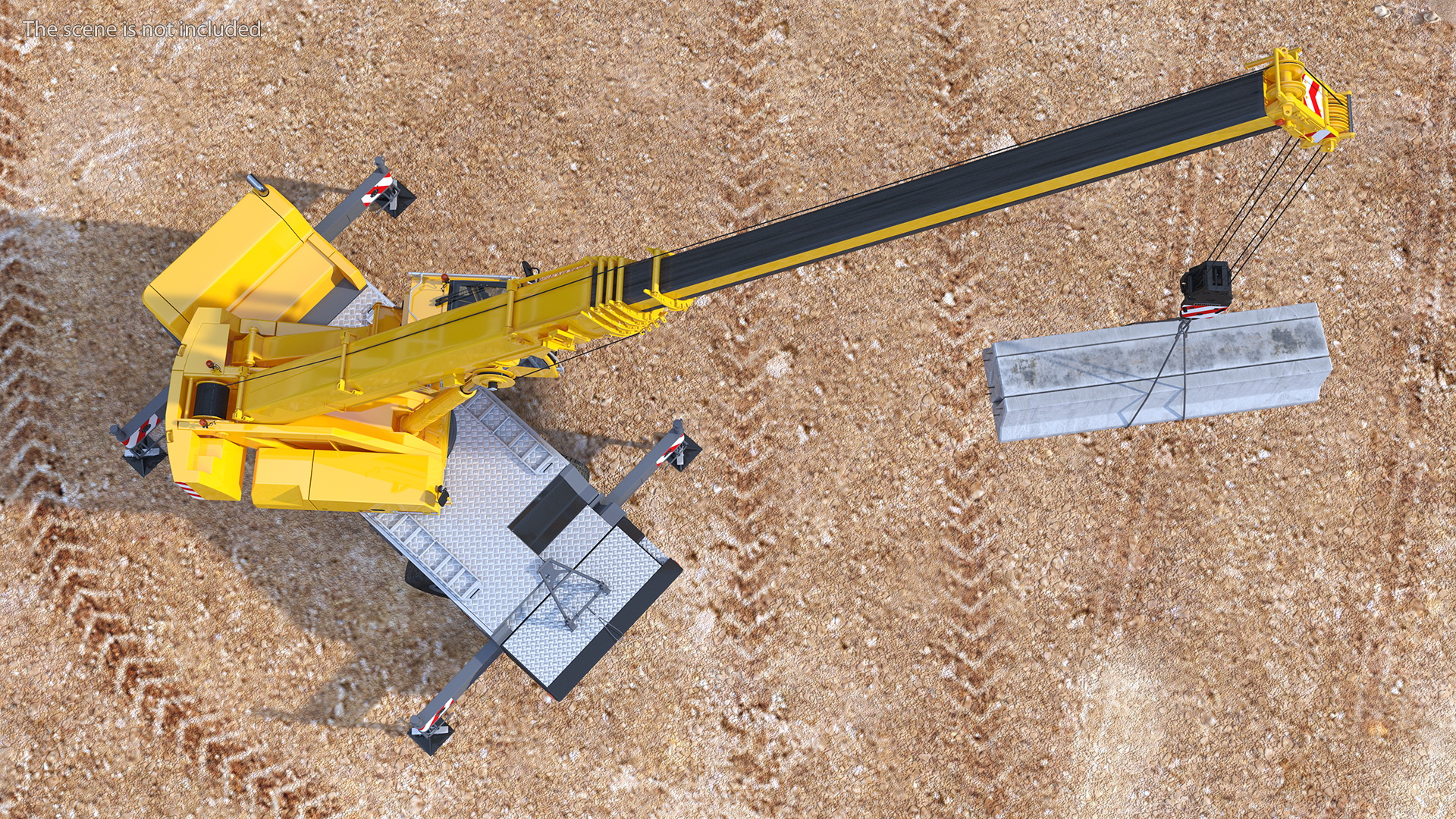 3D Mobile Crane Liebherr with Concrete Barriers Rigged