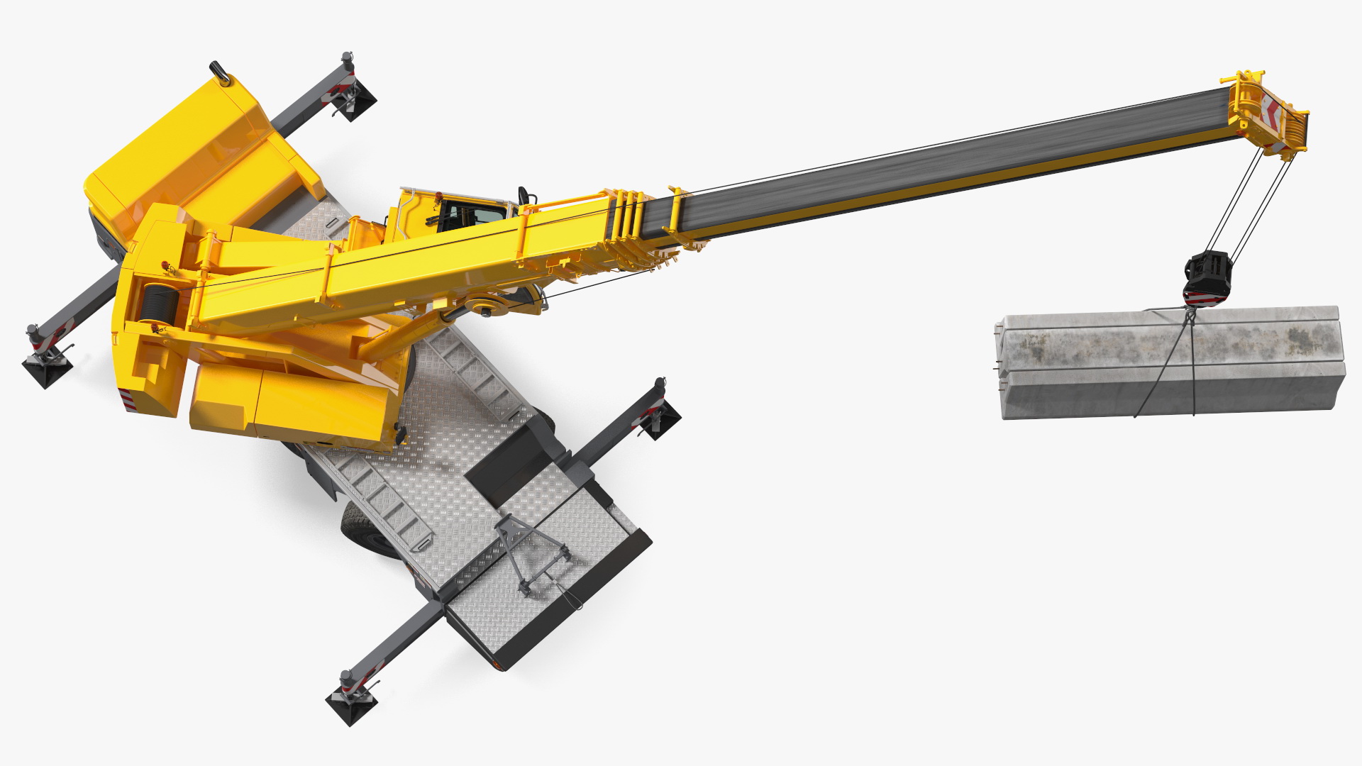 3D Mobile Crane Liebherr with Concrete Barriers Rigged