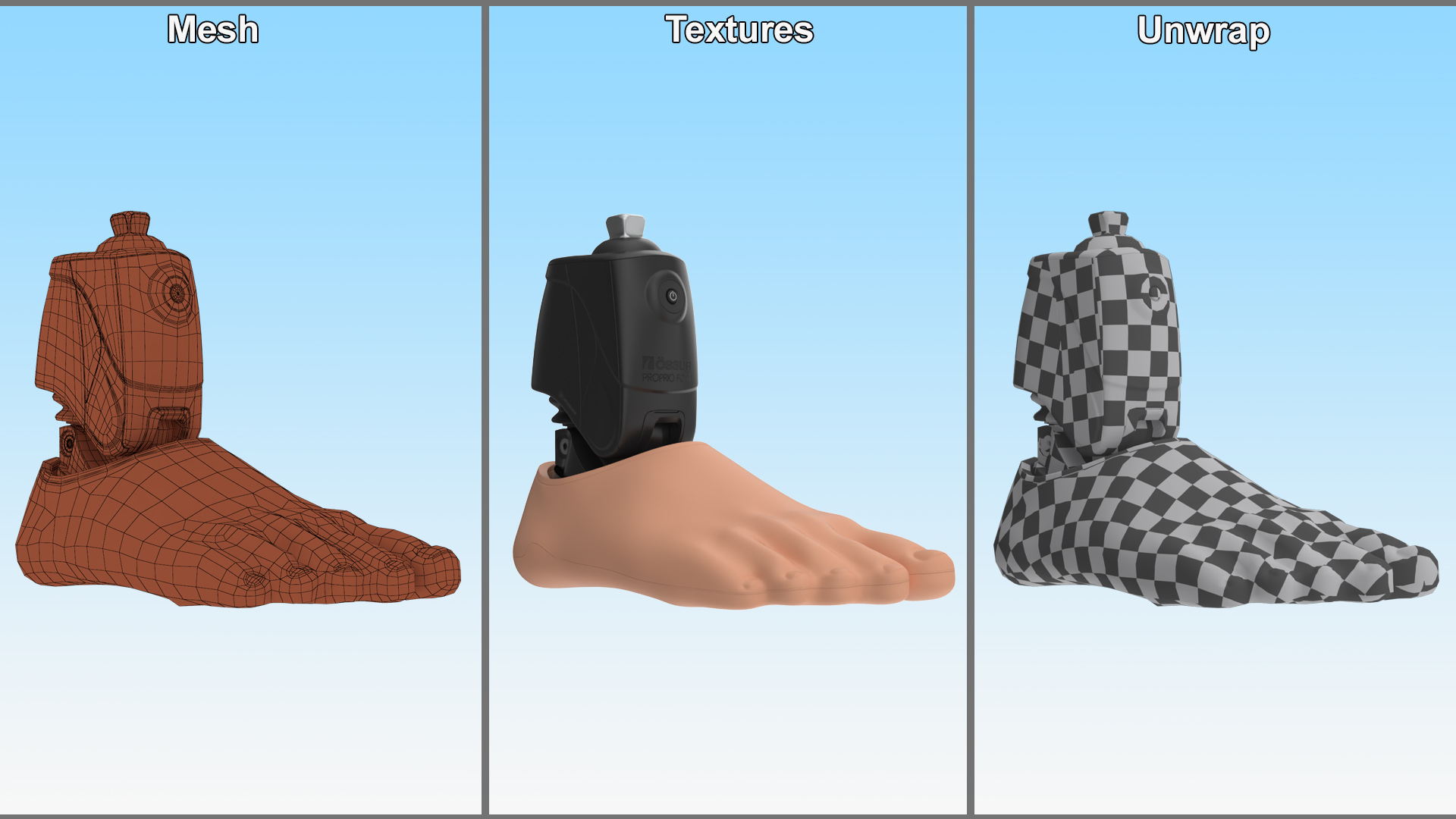 3D model Bionic Prosthesis OSSUR with Rubber Foot