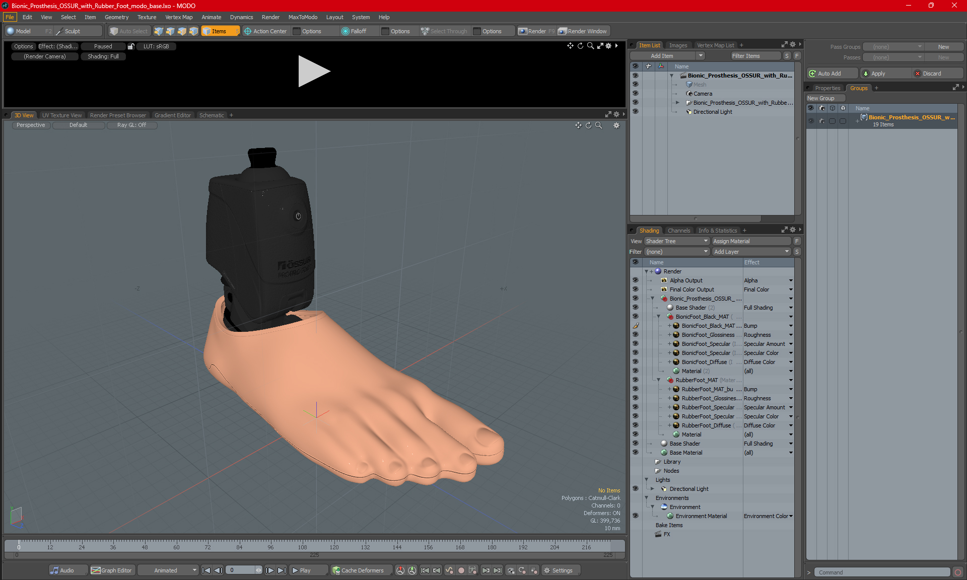 3D model Bionic Prosthesis OSSUR with Rubber Foot