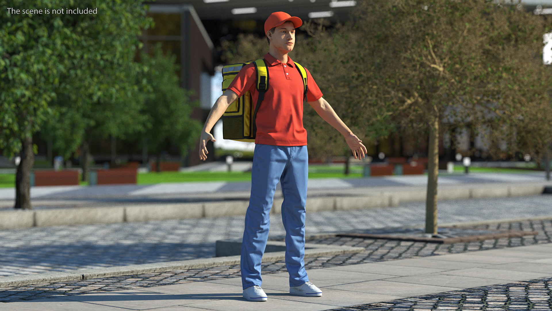 Food Delivery Man Neutral Pose Fur 3D model