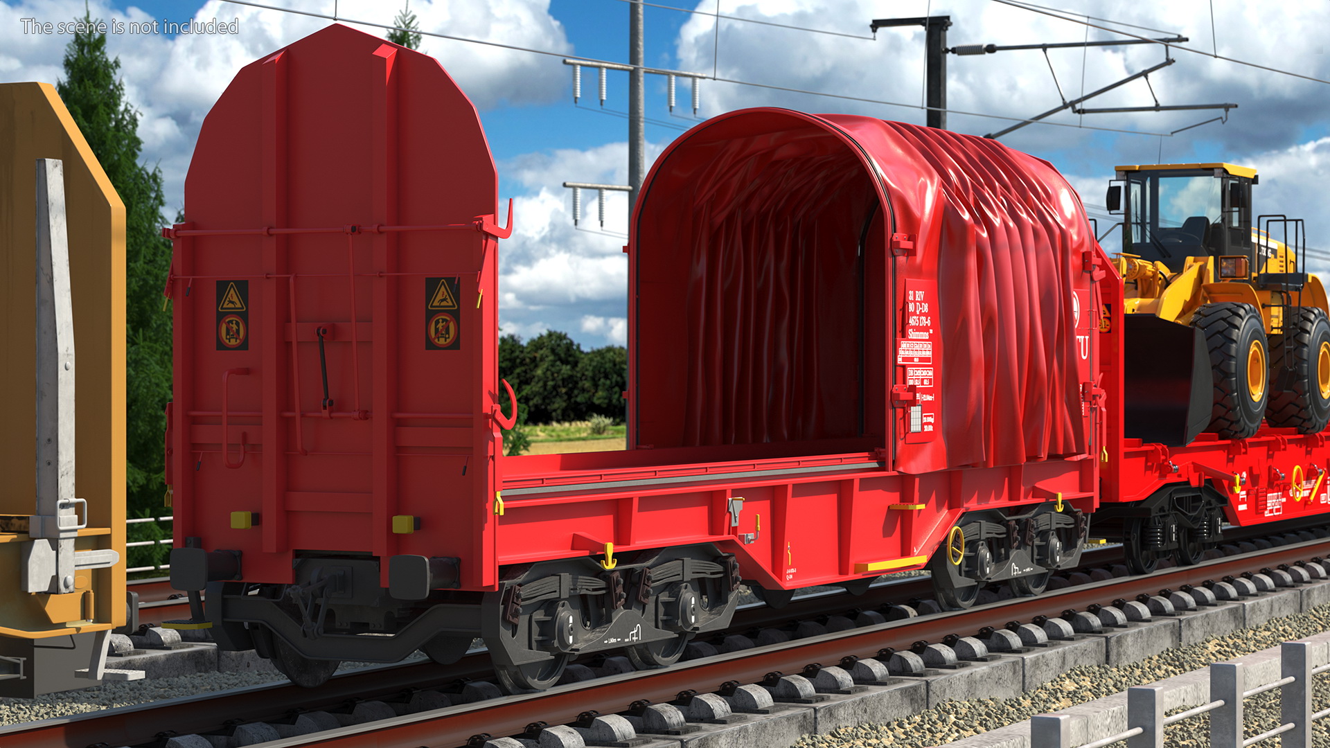 DB Cargo Coil Transporter Tarpaulin Freight Wagon No Interior Clear 3D