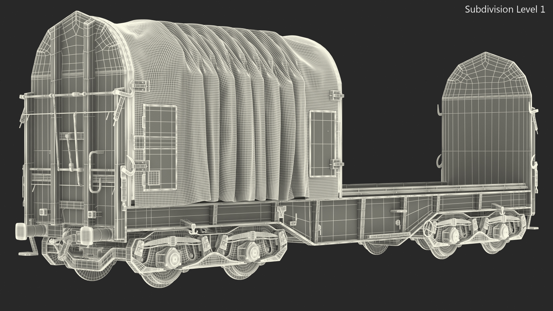 DB Cargo Coil Transporter Tarpaulin Freight Wagon No Interior Clear 3D