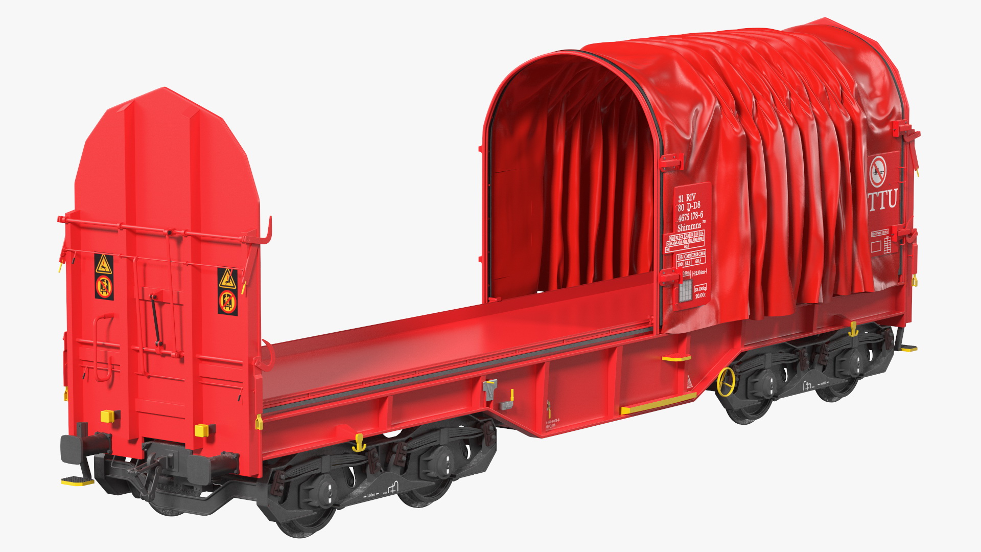 DB Cargo Coil Transporter Tarpaulin Freight Wagon No Interior Clear 3D