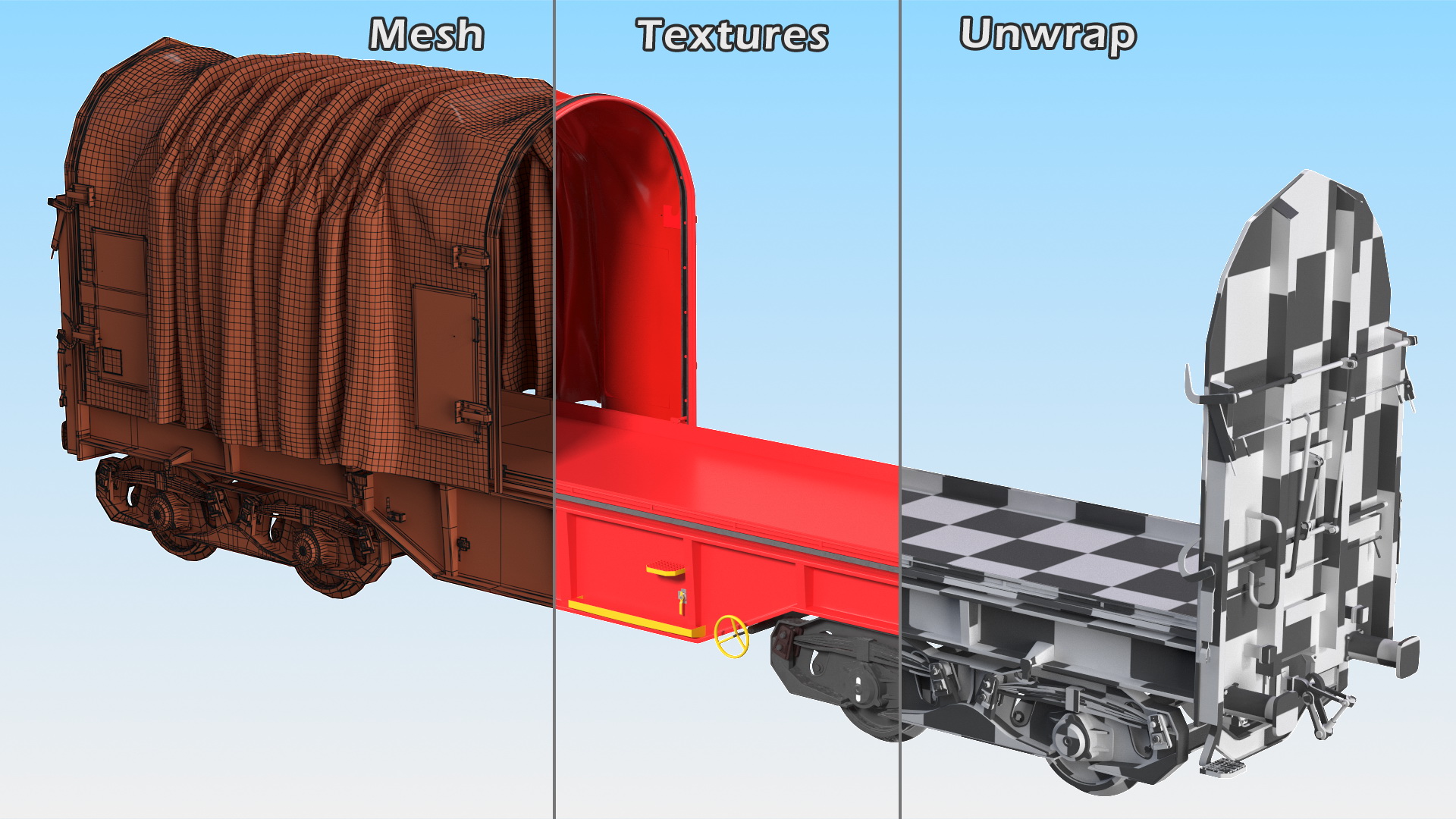 DB Cargo Coil Transporter Tarpaulin Freight Wagon No Interior Clear 3D
