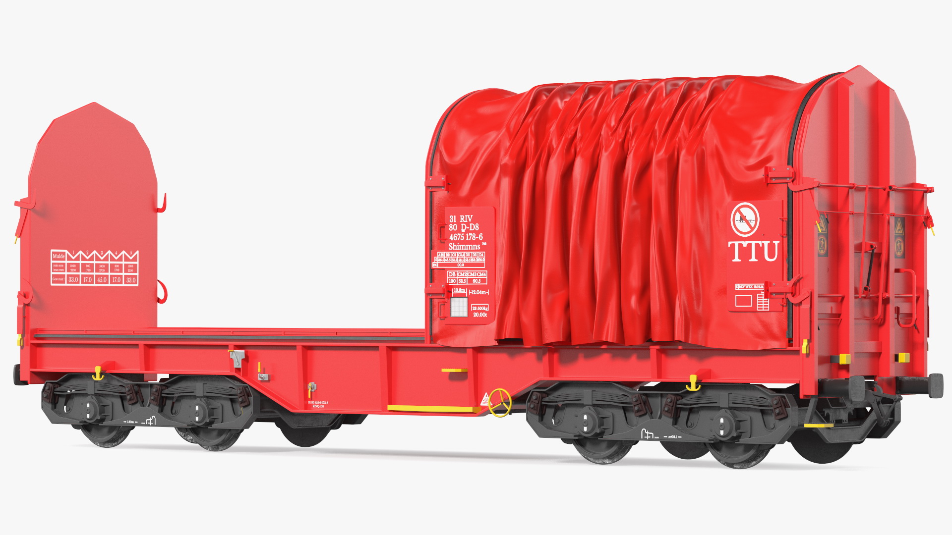 DB Cargo Coil Transporter Tarpaulin Freight Wagon No Interior Clear 3D