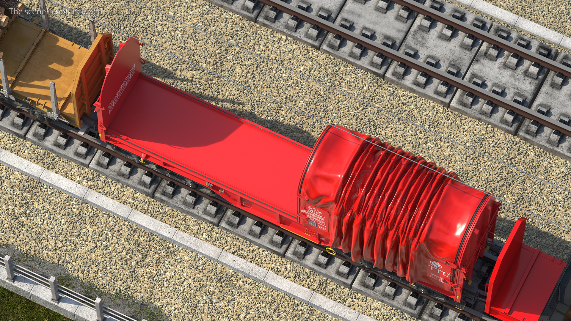 DB Cargo Coil Transporter Tarpaulin Freight Wagon No Interior Clear 3D