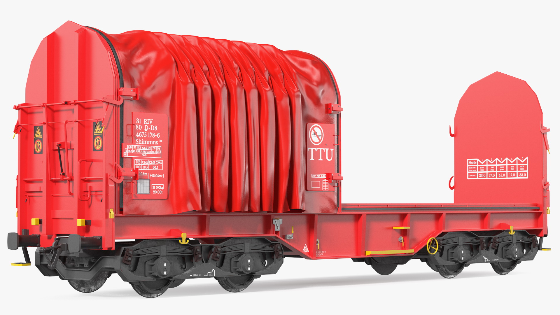 DB Cargo Coil Transporter Tarpaulin Freight Wagon No Interior Clear 3D