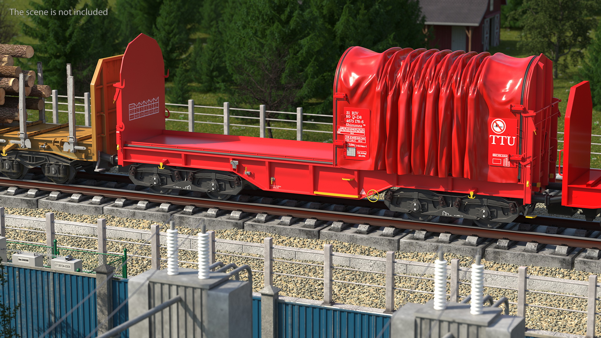 DB Cargo Coil Transporter Tarpaulin Freight Wagon No Interior Clear 3D