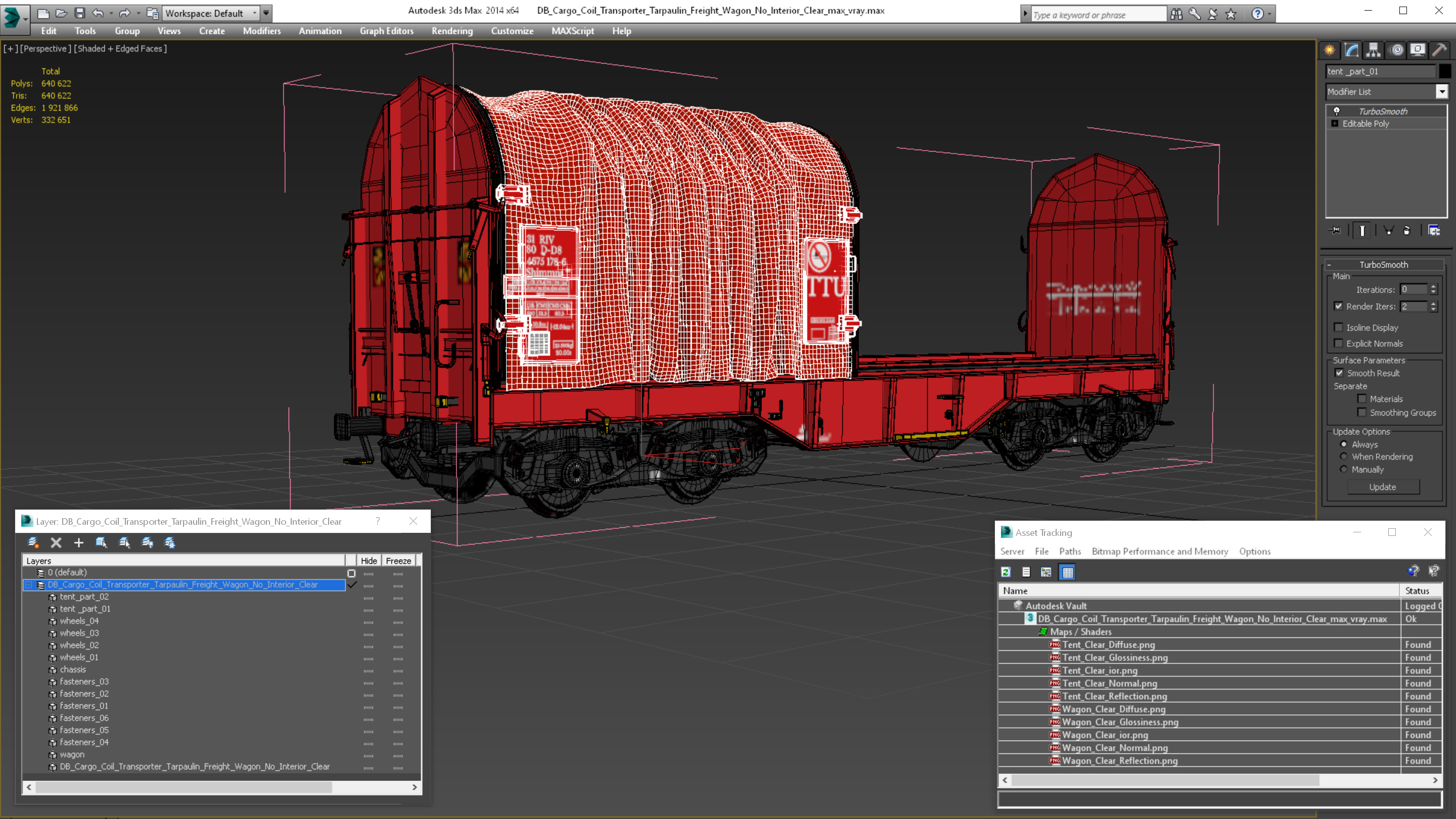 DB Cargo Coil Transporter Tarpaulin Freight Wagon No Interior Clear 3D