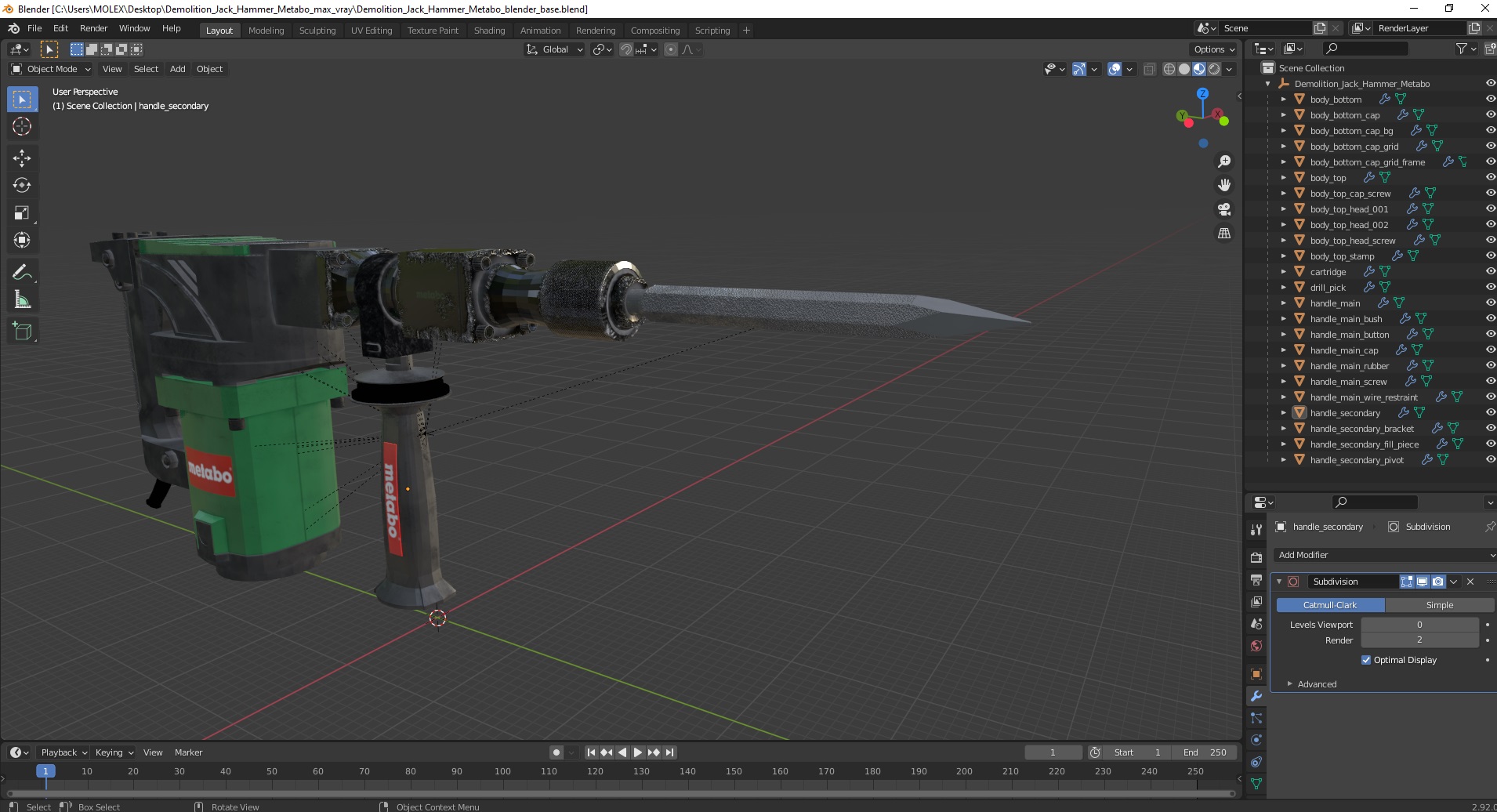 Demolition Jack Hammer Metabo 3D model