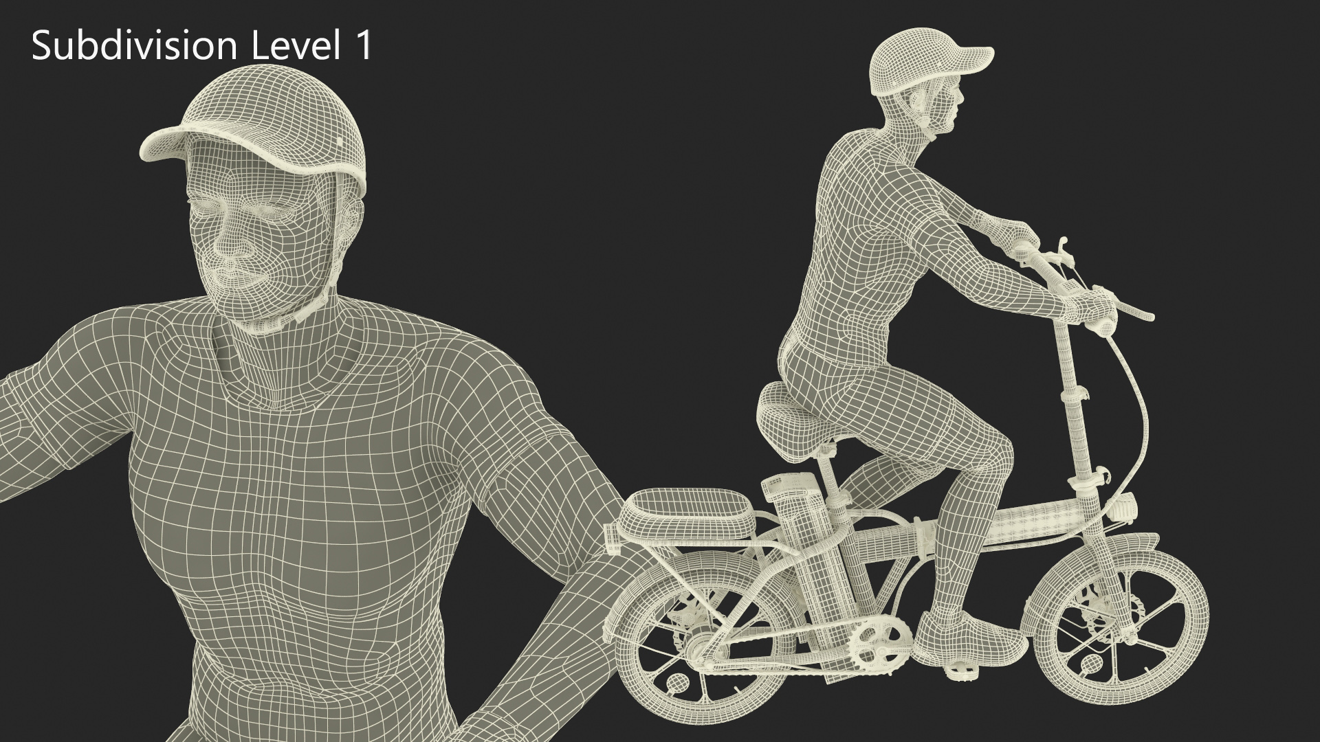 3D Cyclist Character in Red Safety Helmet model