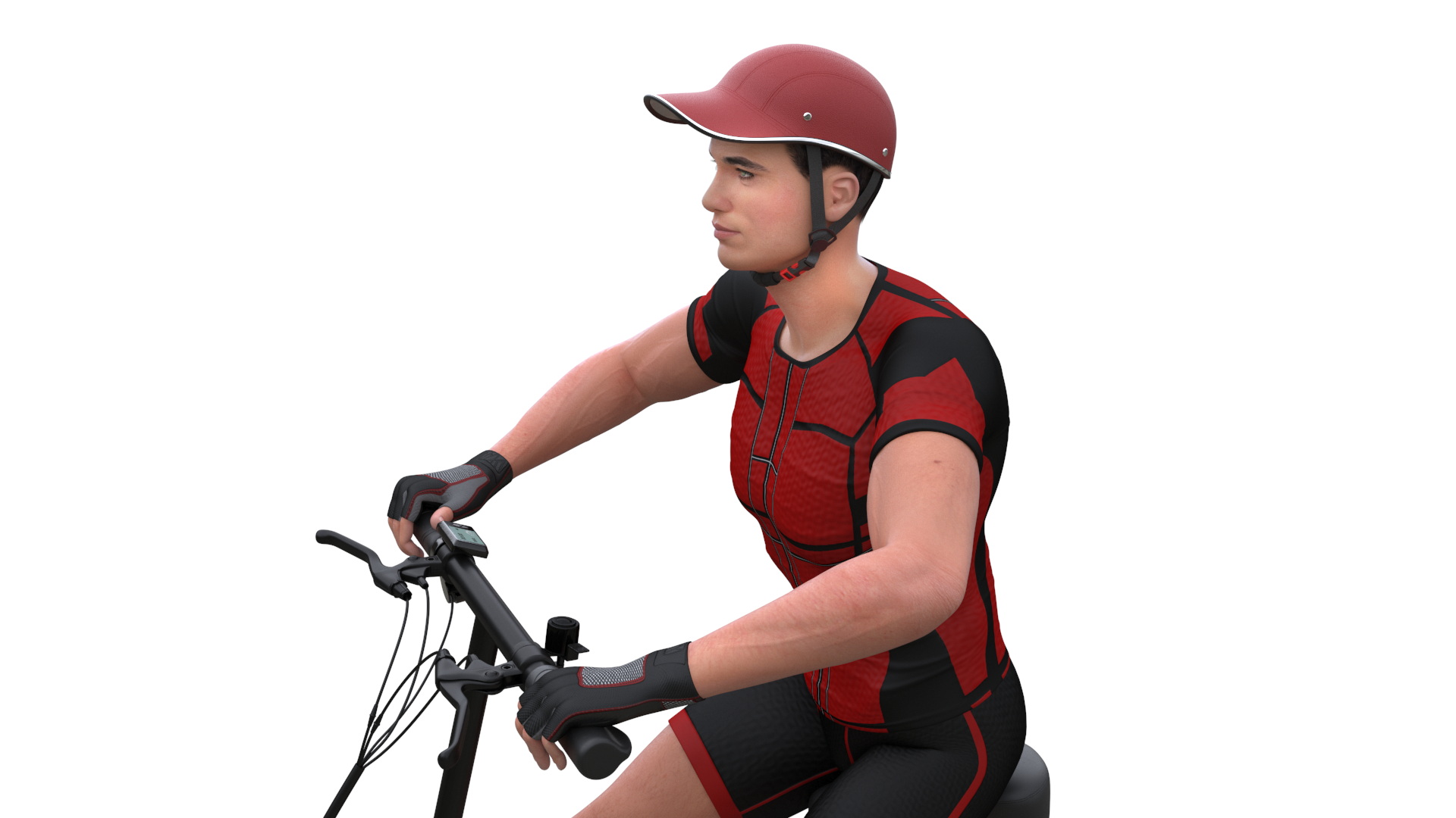 3D Cyclist Character in Red Safety Helmet model