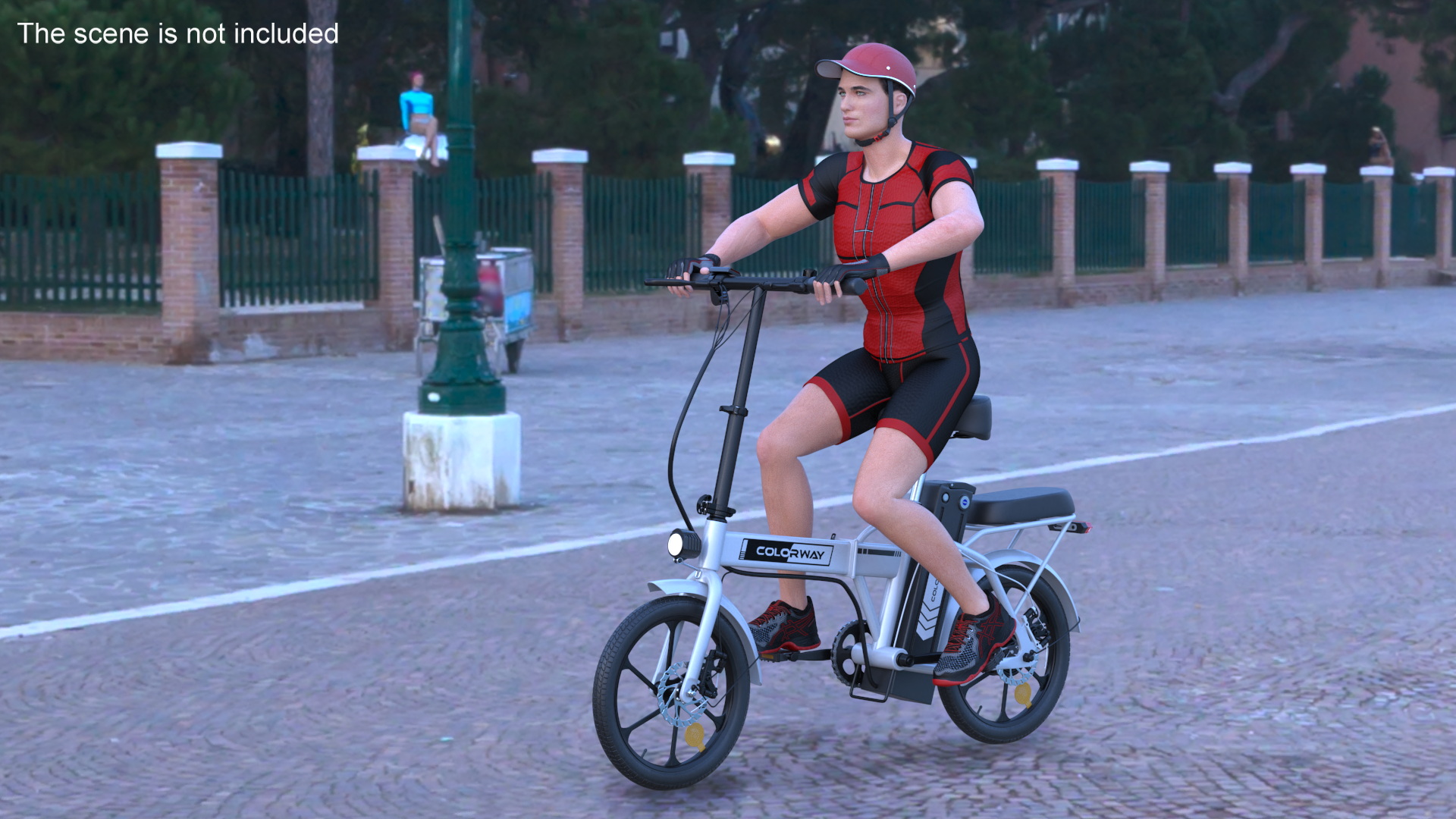 3D Cyclist Character in Red Safety Helmet model