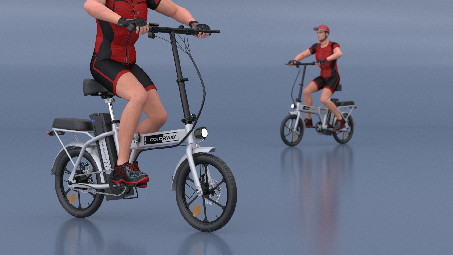 3D Cyclist Character in Red Safety Helmet model