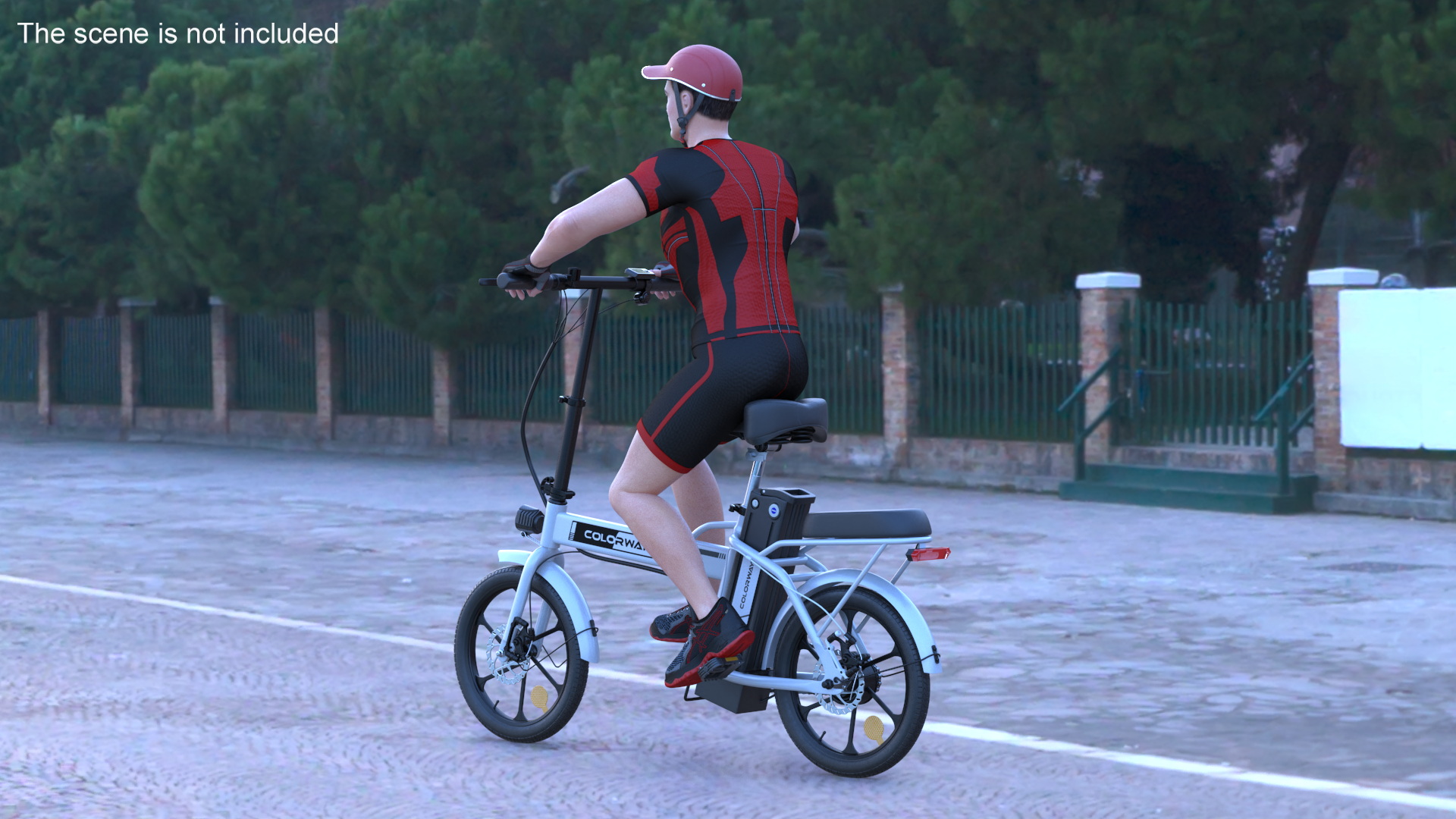 3D Cyclist Character in Red Safety Helmet model