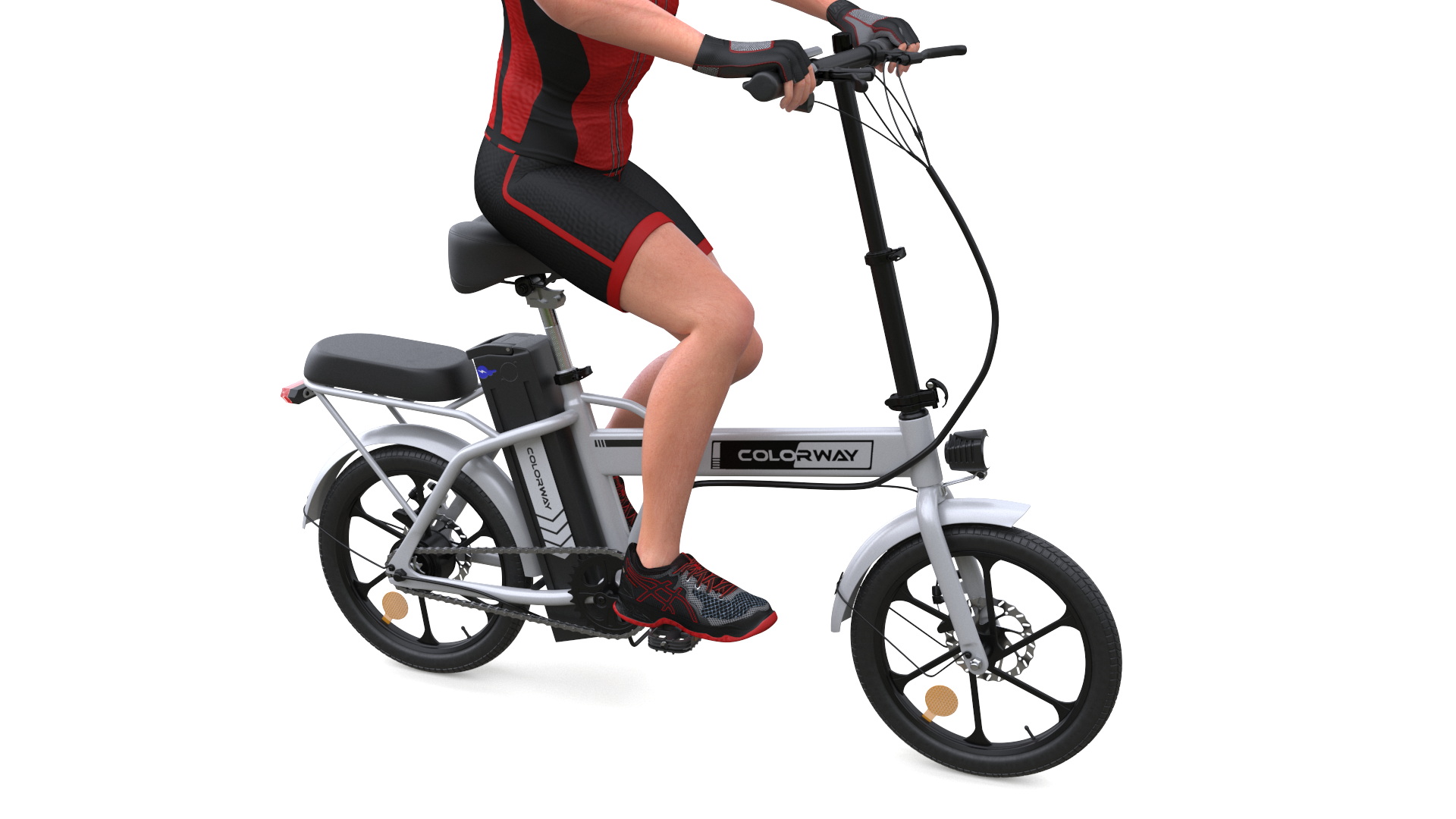 3D Cyclist Character in Red Safety Helmet model