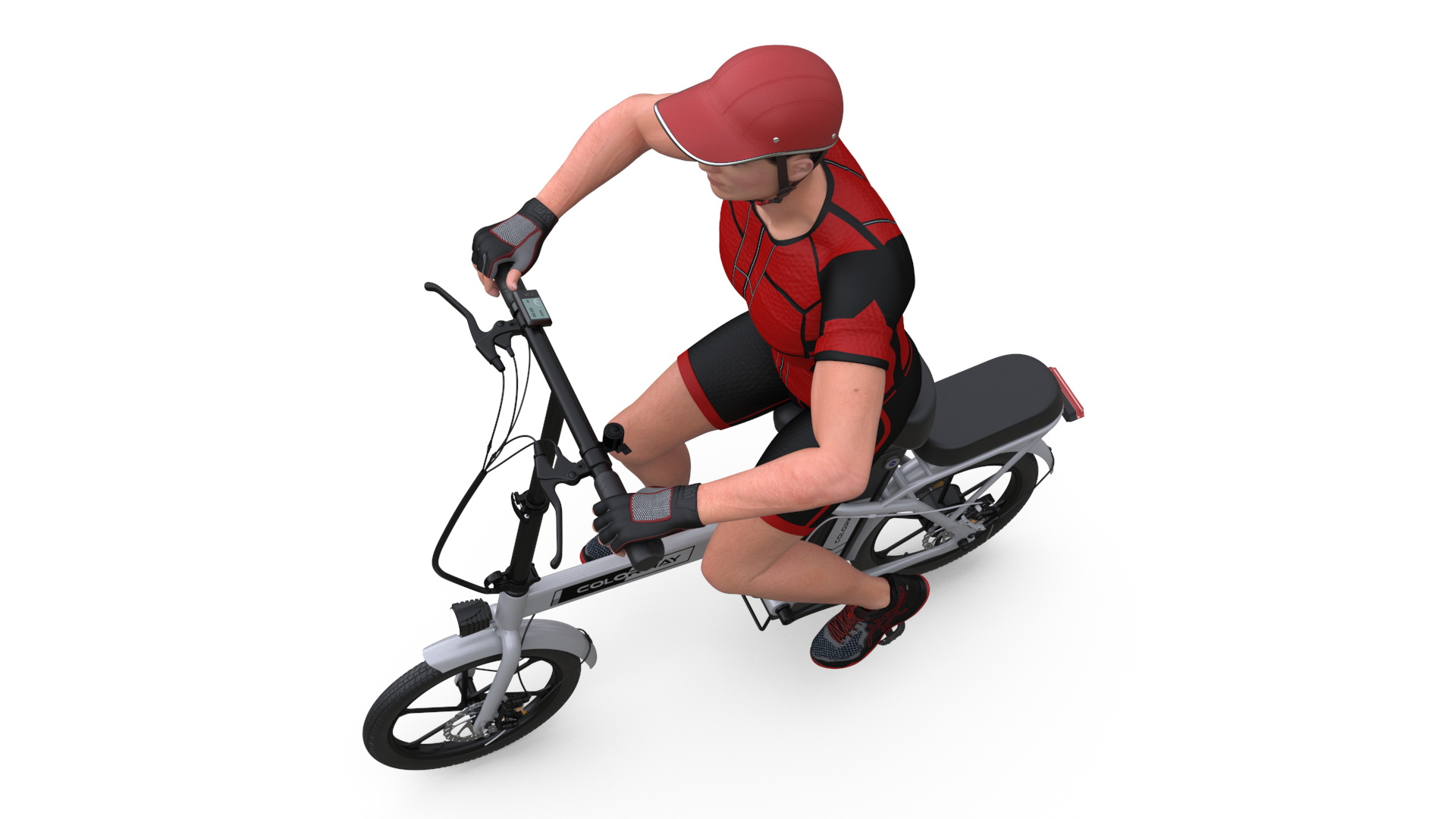 3D Cyclist Character in Red Safety Helmet model