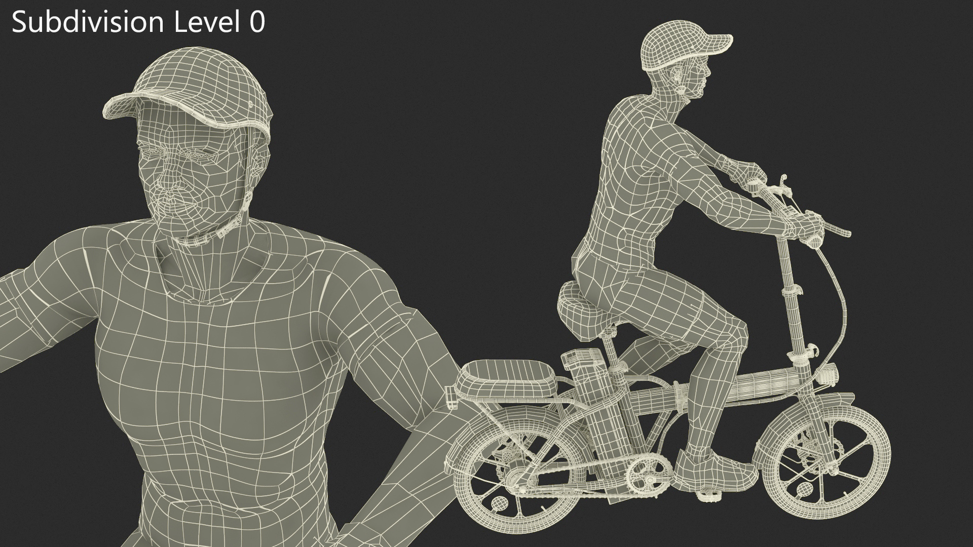 3D Cyclist Character in Red Safety Helmet model