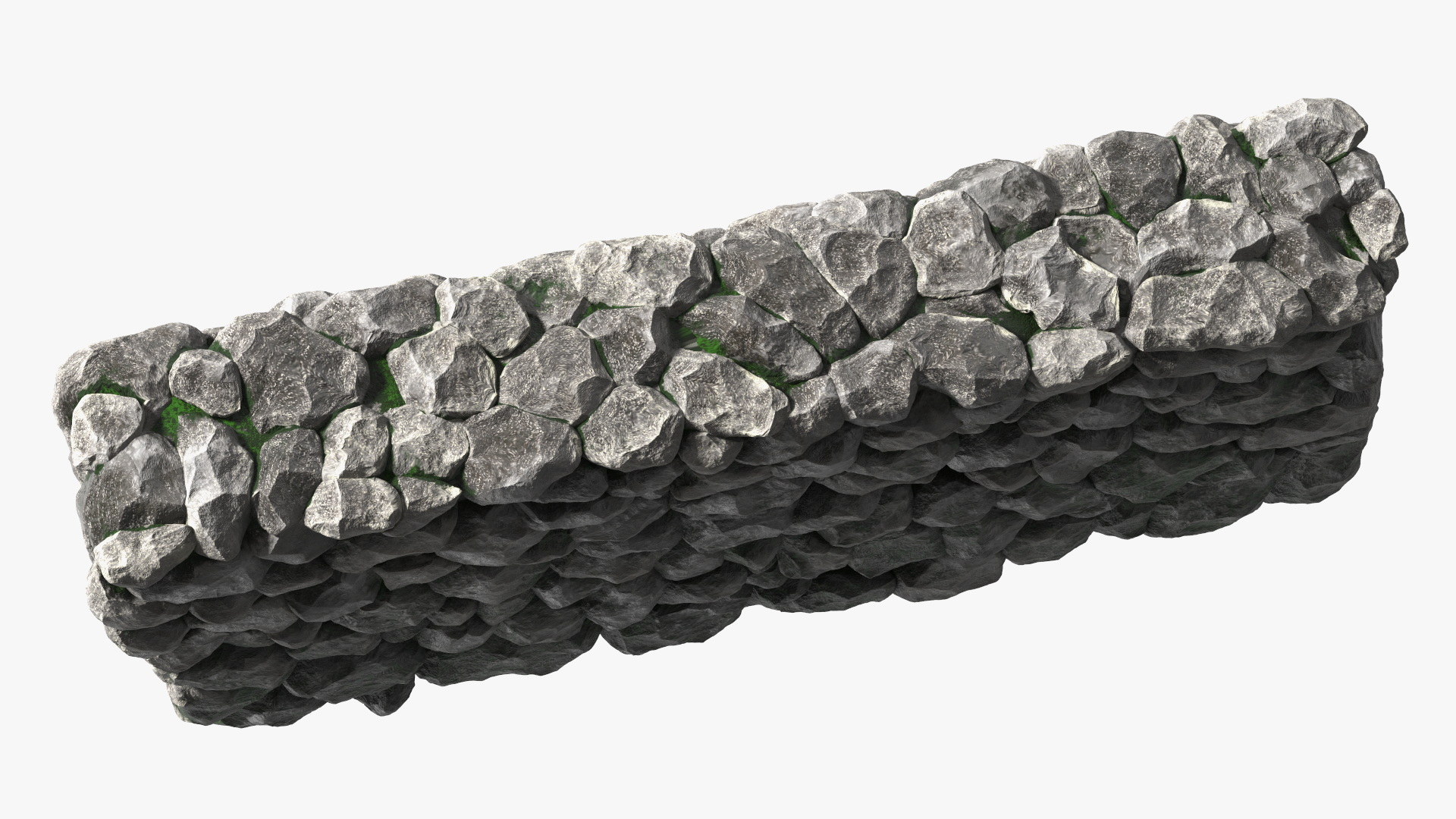 3D Dark Mossy Stone Wall