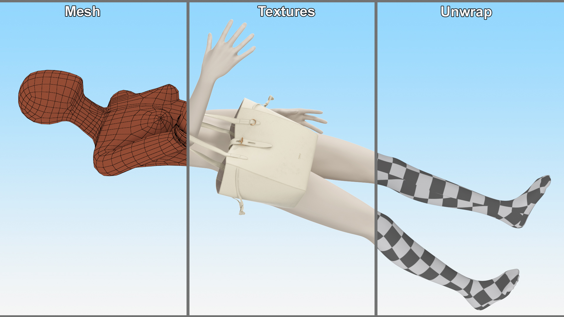 Leather Tote Bag Furla Net Marmo C on Mannequin 3D