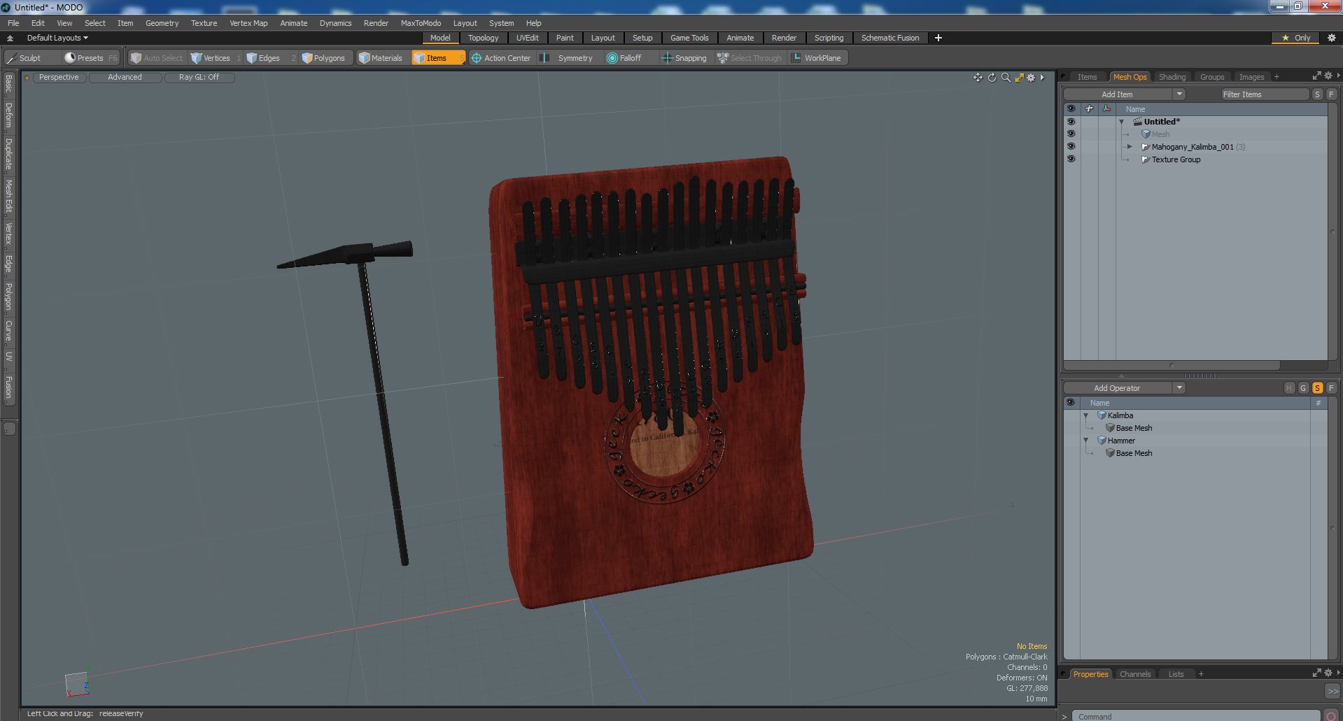 3D Mahogany Kalimba