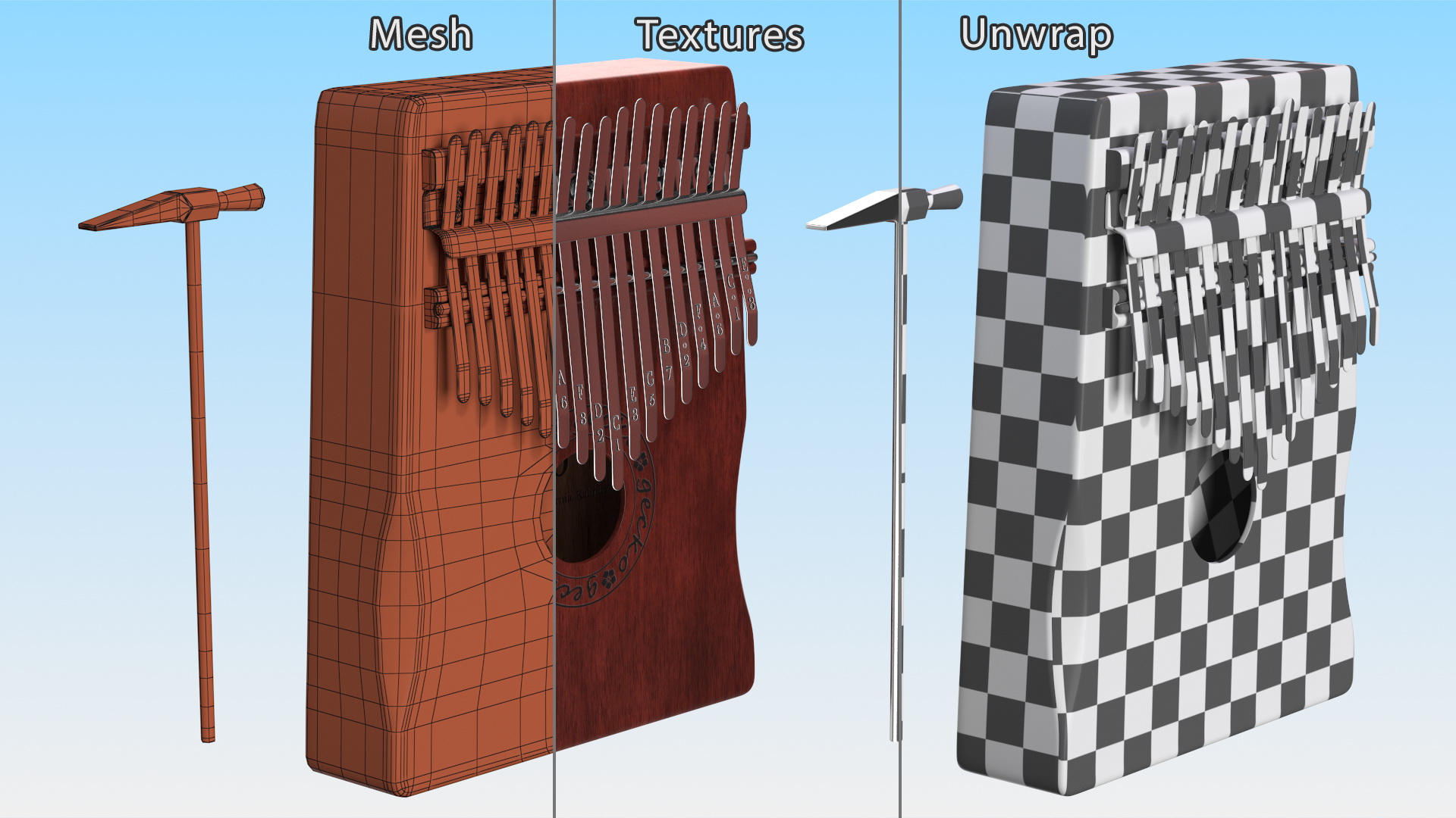 3D Mahogany Kalimba
