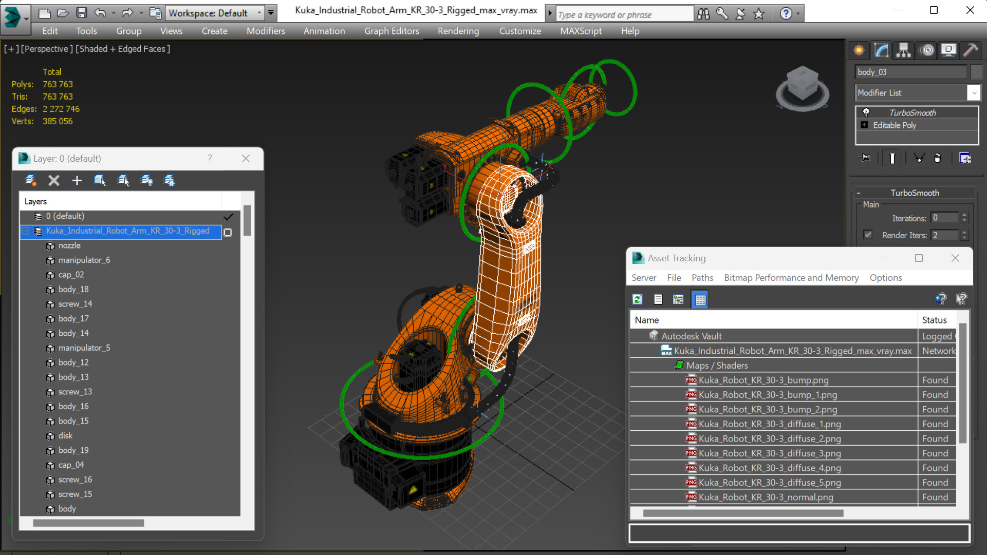 Kuka Industrial Robot Arm KR 30-3 Rigged for Maya 3D model