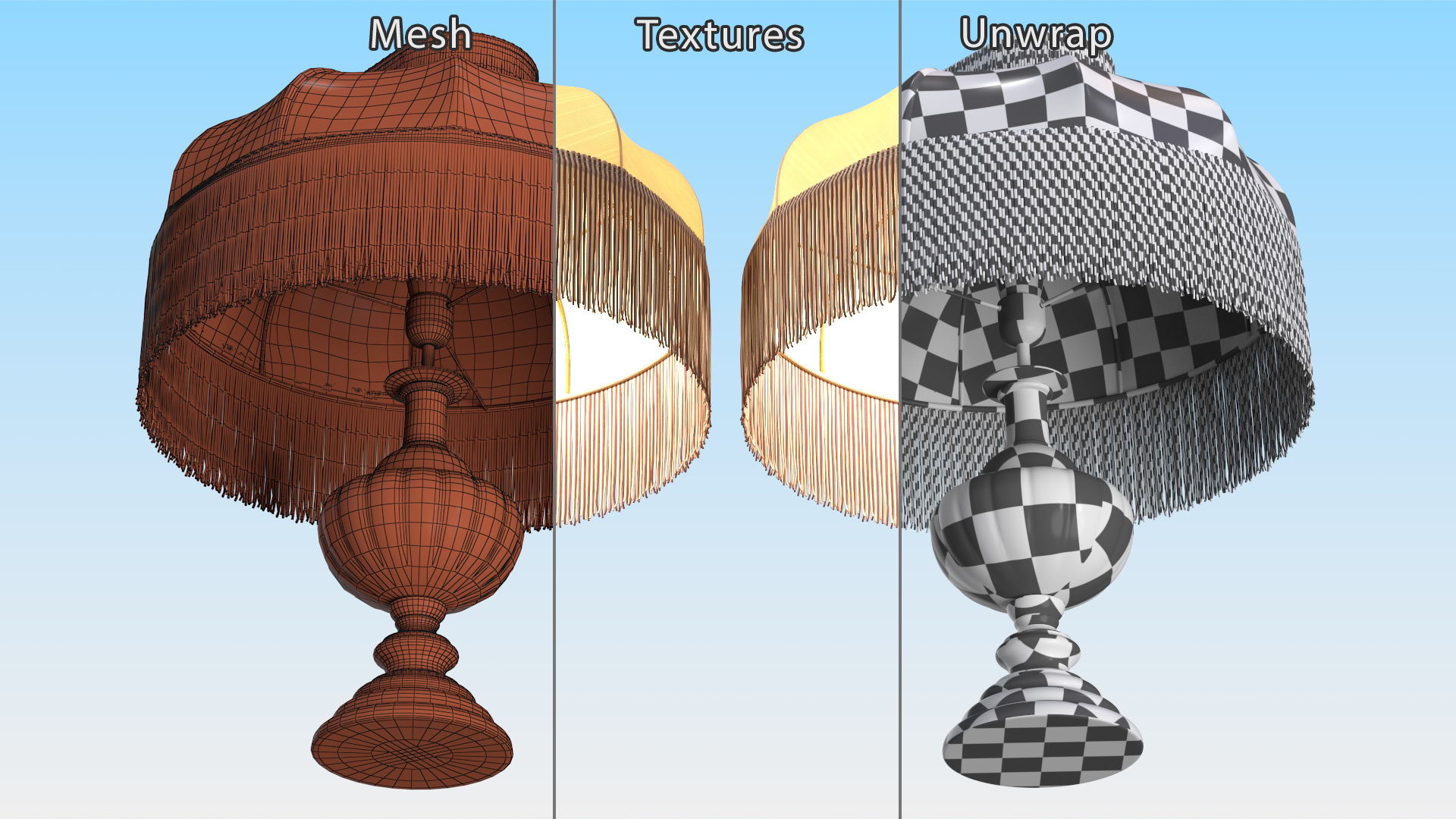 Traditional Table Lamp Turned On 3D