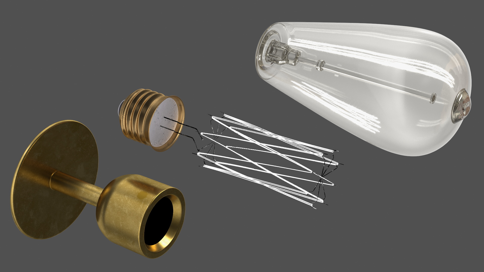Traditional Table Lamp Turned On 3D