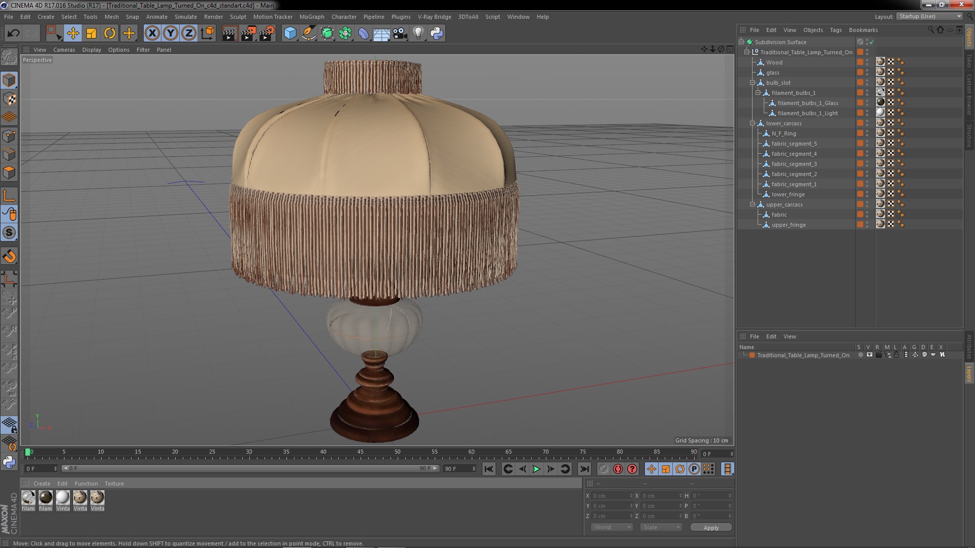 Traditional Table Lamp Turned On 3D