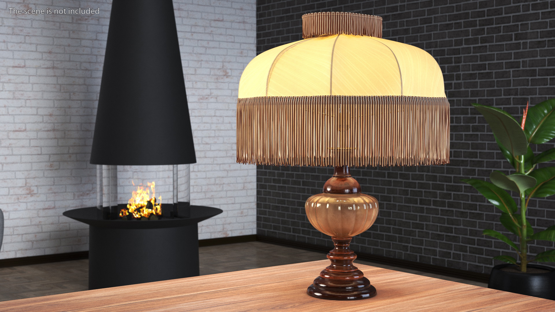 Traditional Table Lamp Turned On 3D