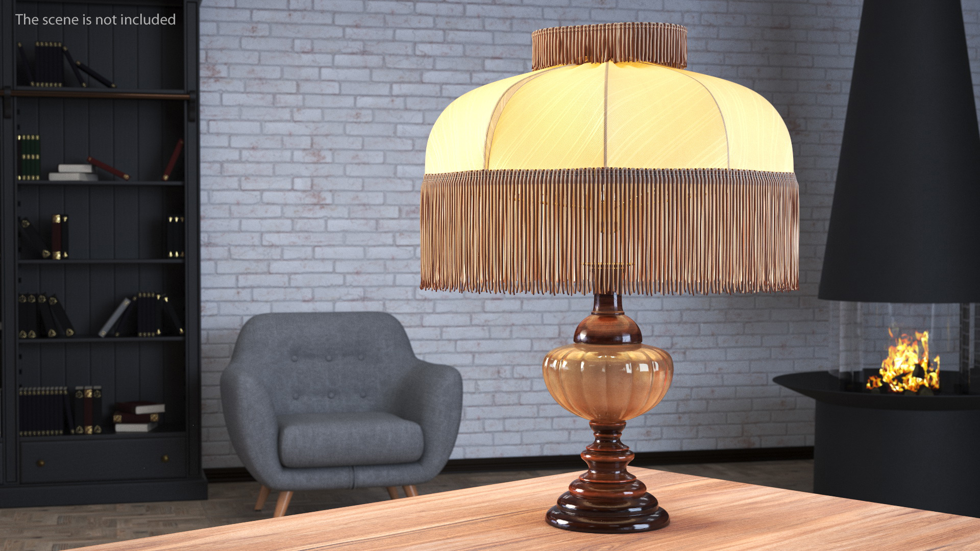 Traditional Table Lamp Turned On 3D