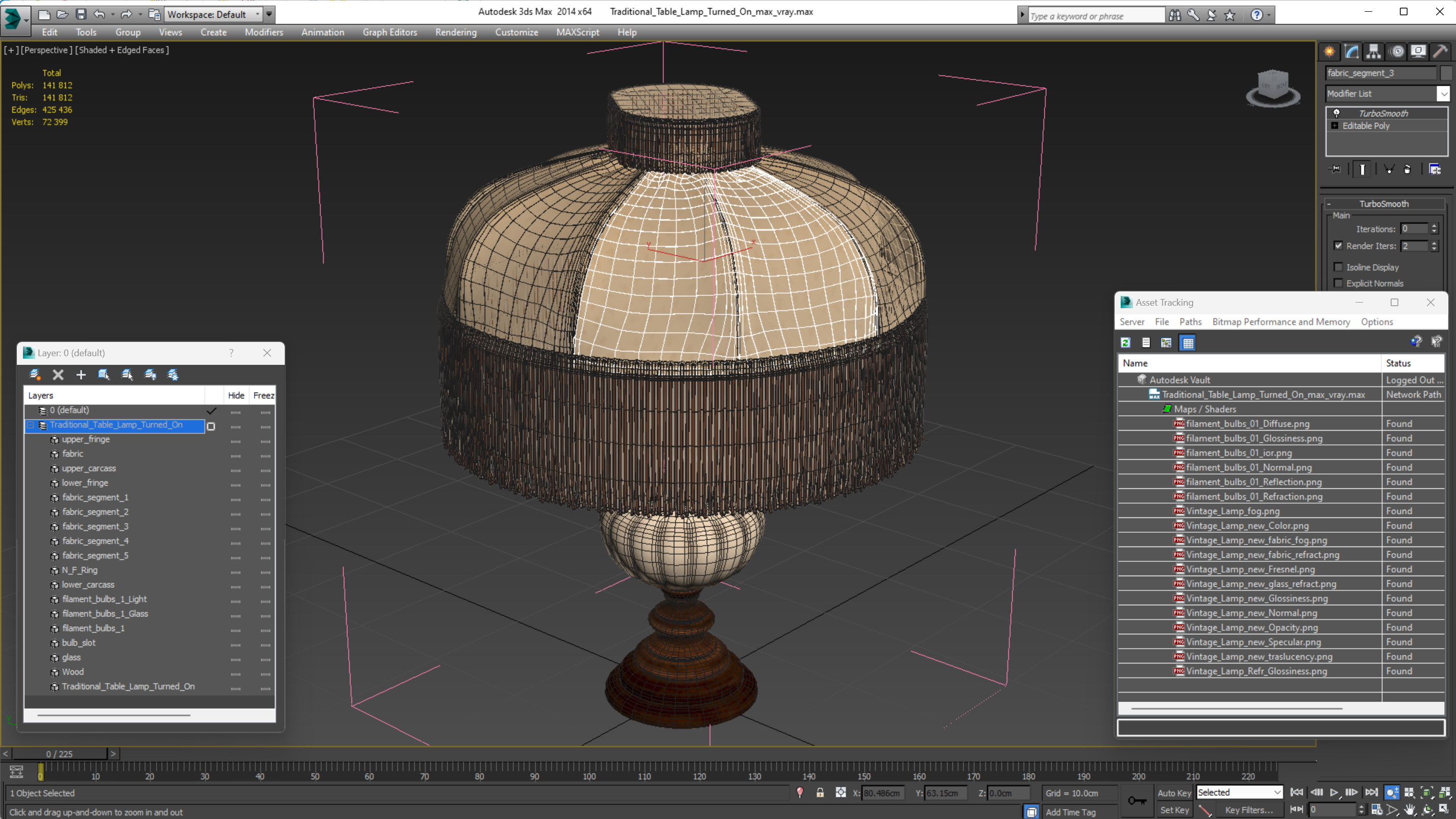 Traditional Table Lamp Turned On 3D