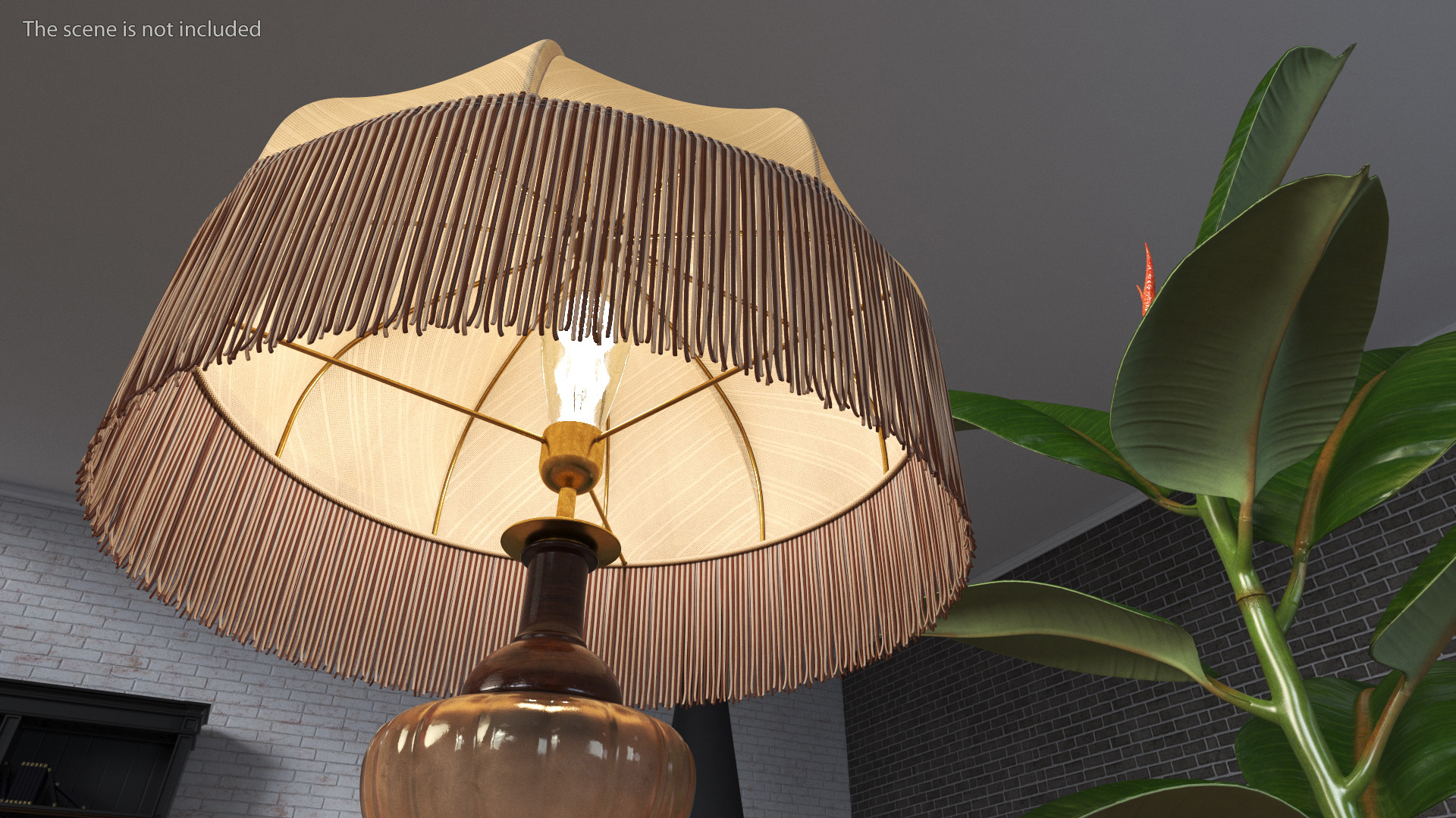 Traditional Table Lamp Turned On 3D