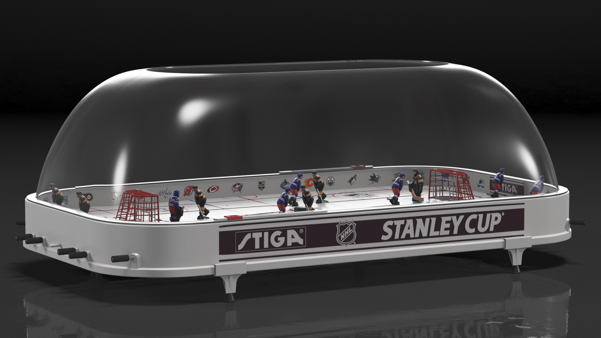 3D Stiga Stanley Cup Table Hockey with Game Stand Dome Rigged model