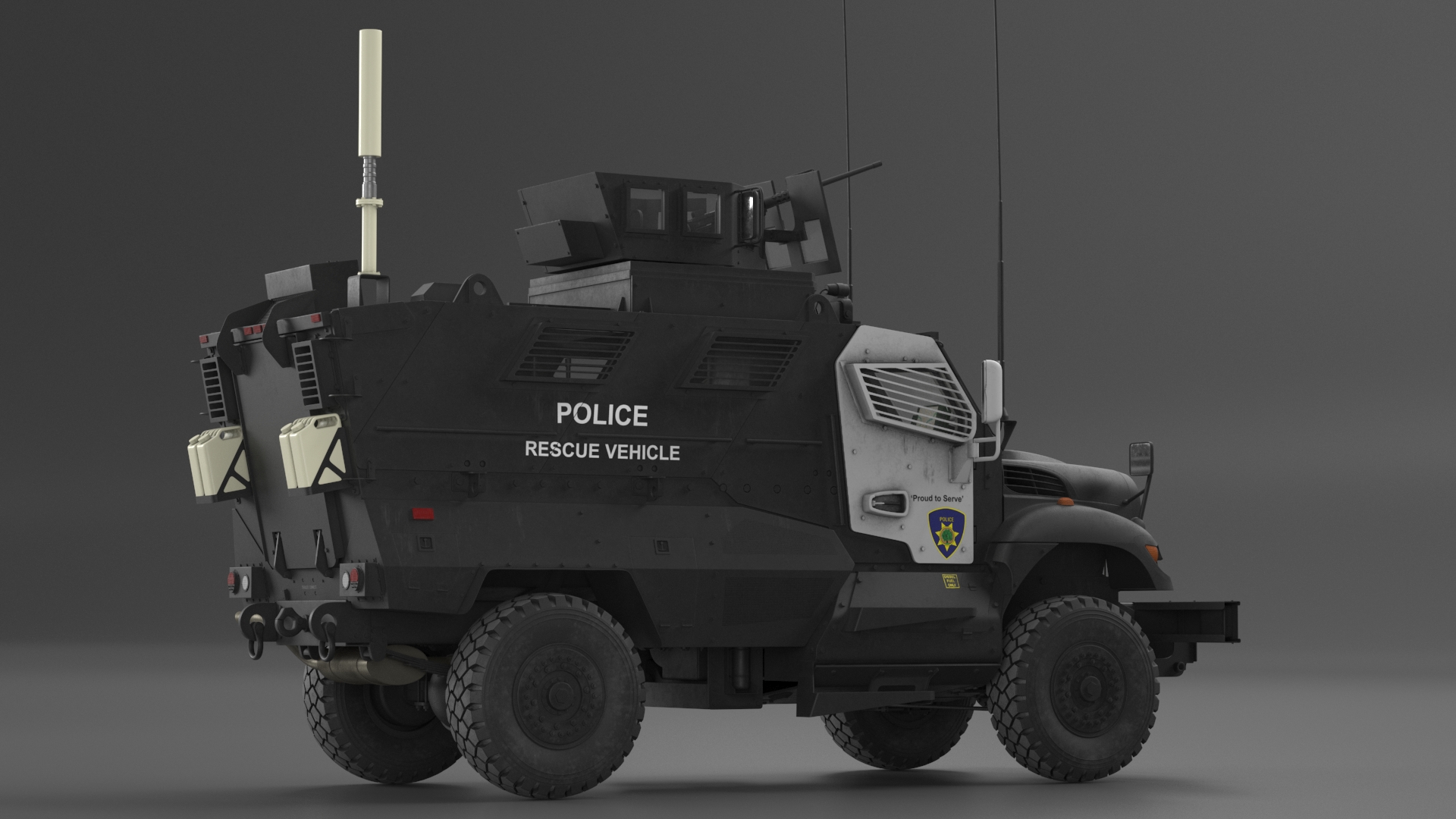 3D Police Vehicle MRAP International MaxxPro Rigged model