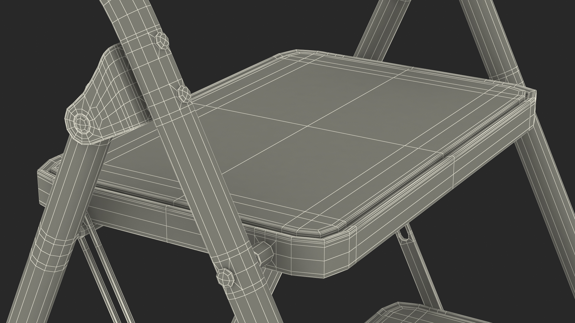 3D Grey Folding Step Stool with 2 Turquoise Blue Steps