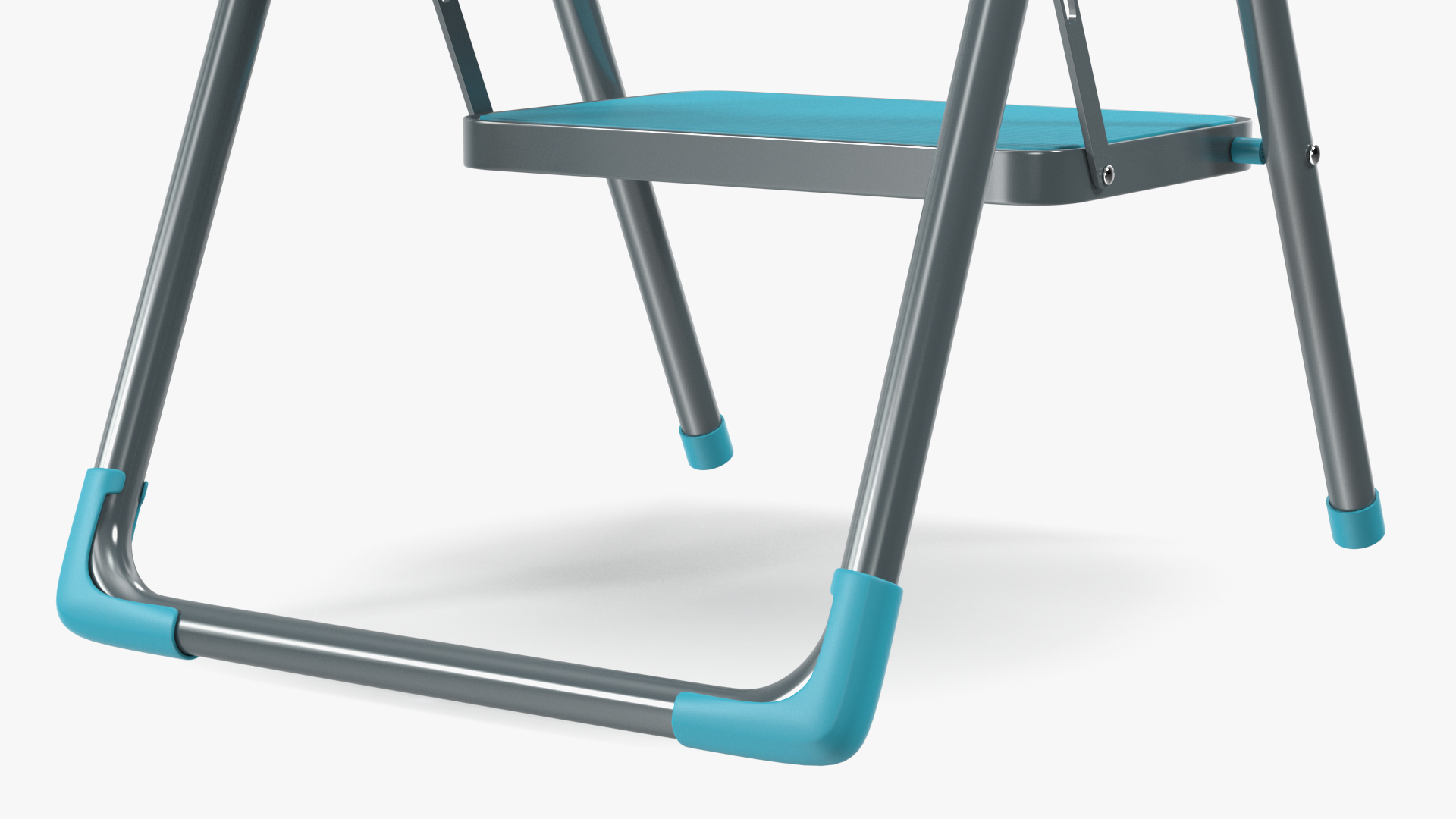 3D Grey Folding Step Stool with 2 Turquoise Blue Steps