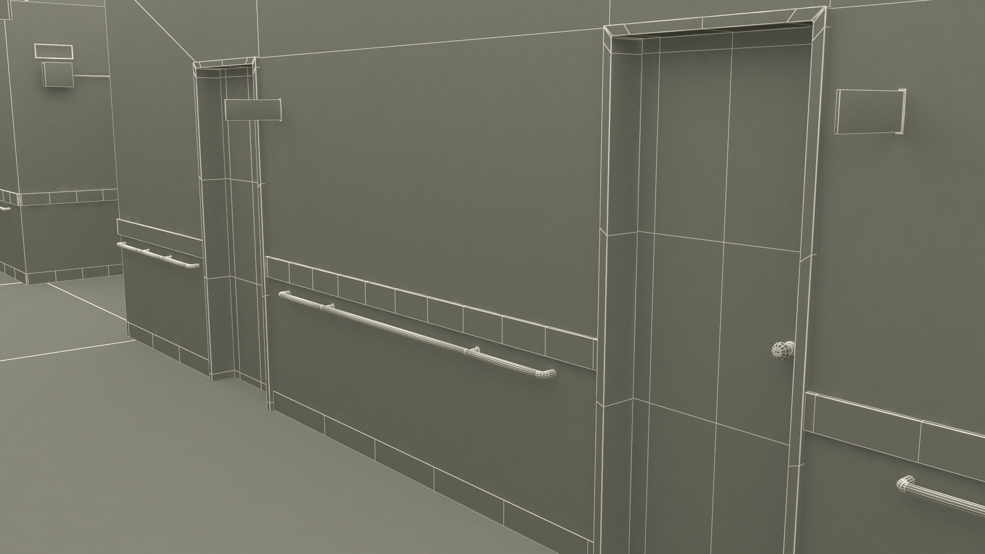 Hospital Hallway Straight Corridor 3D model