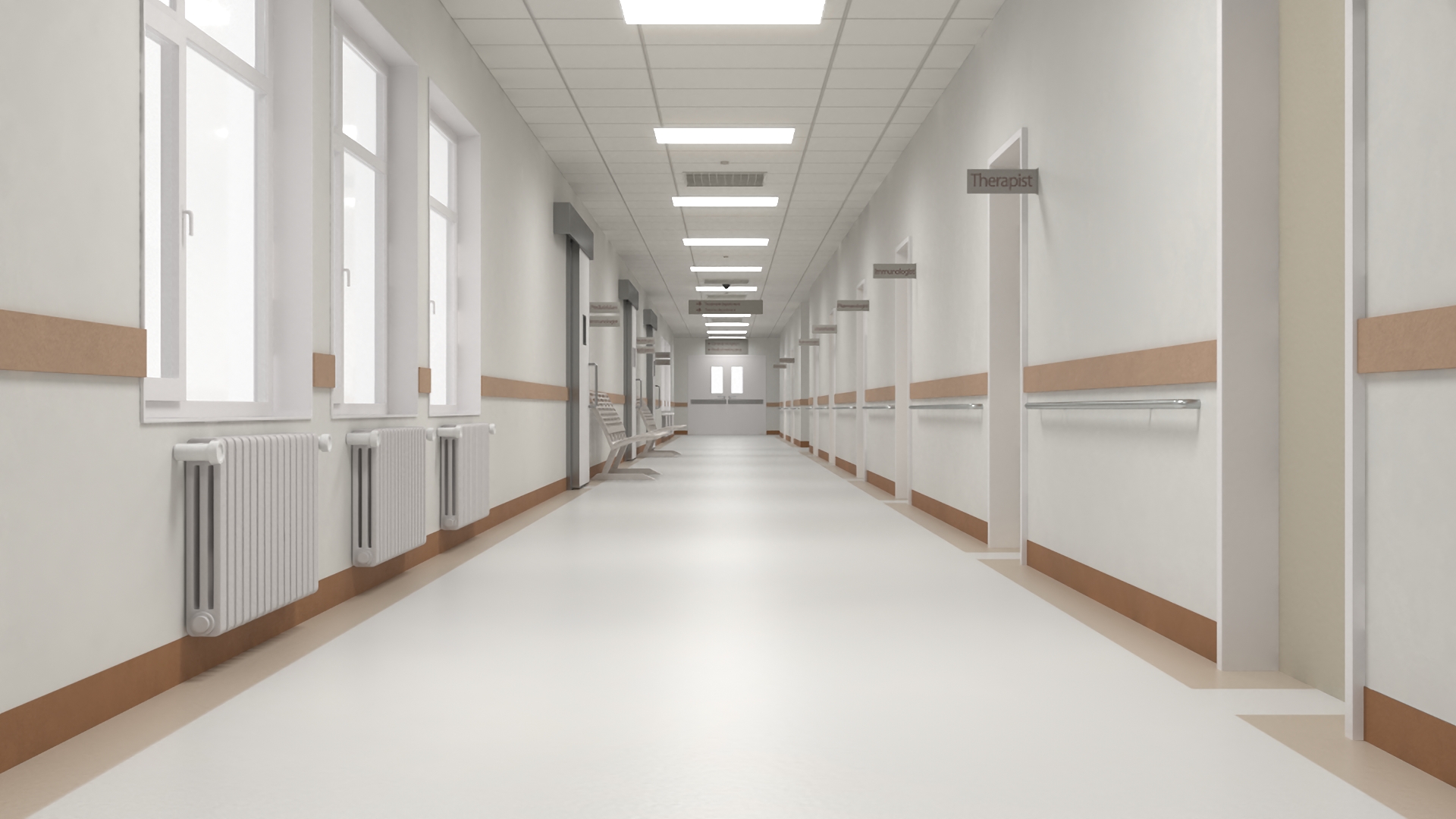 Hospital Hallway Straight Corridor 3D model