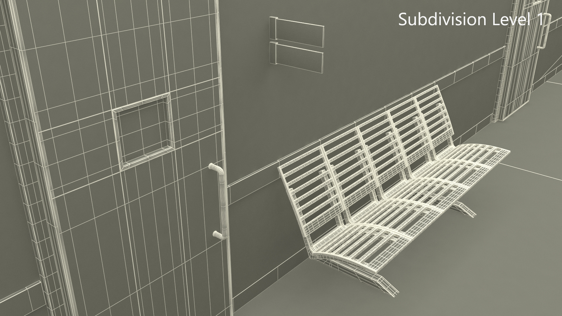 Hospital Hallway Straight Corridor 3D model