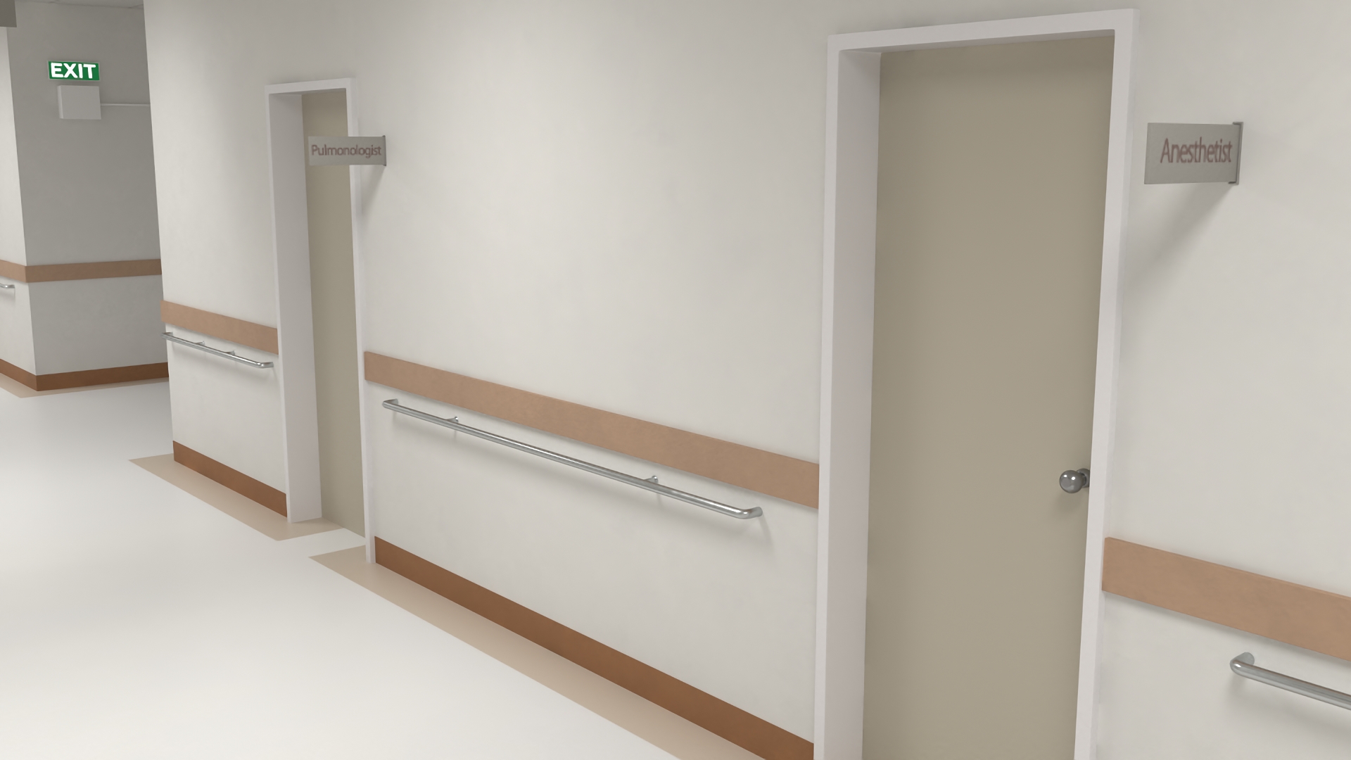 Hospital Hallway Straight Corridor 3D model