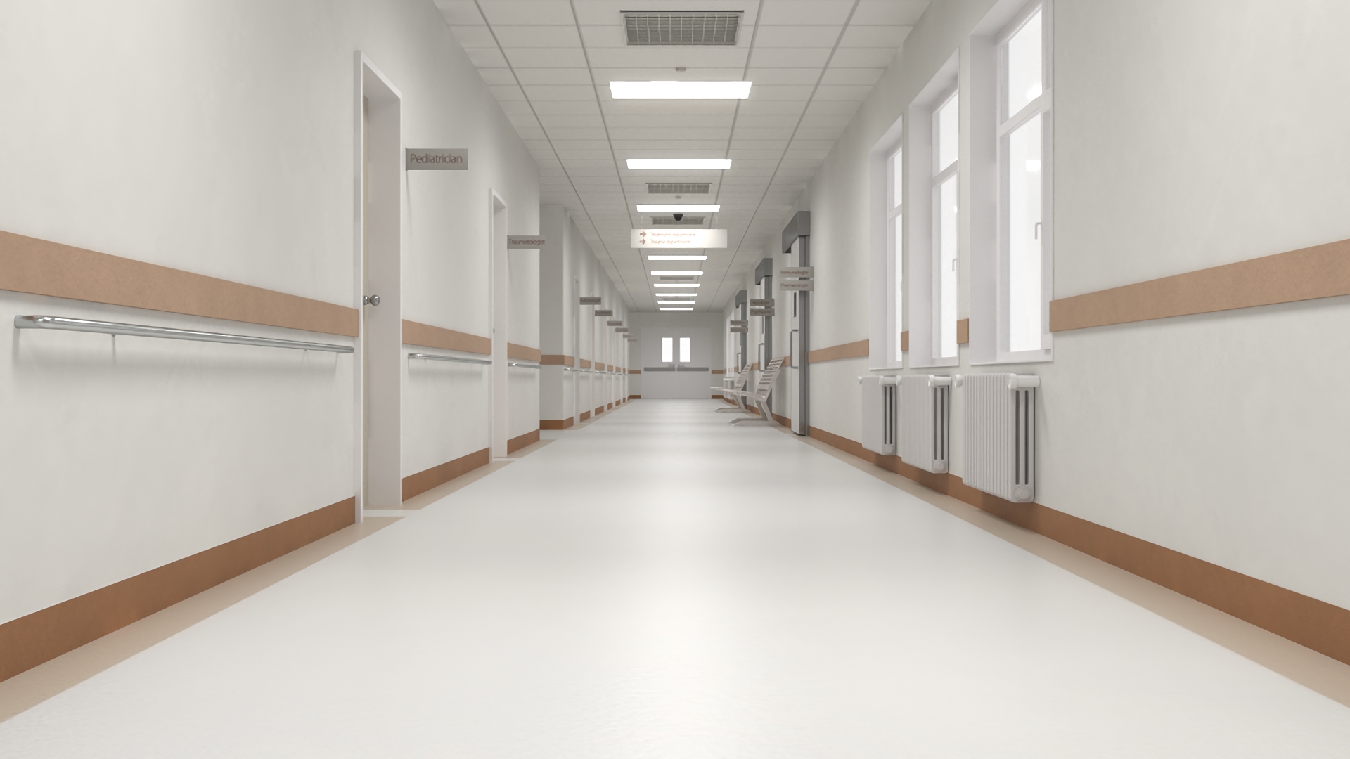 Hospital Hallway Straight Corridor 3D model